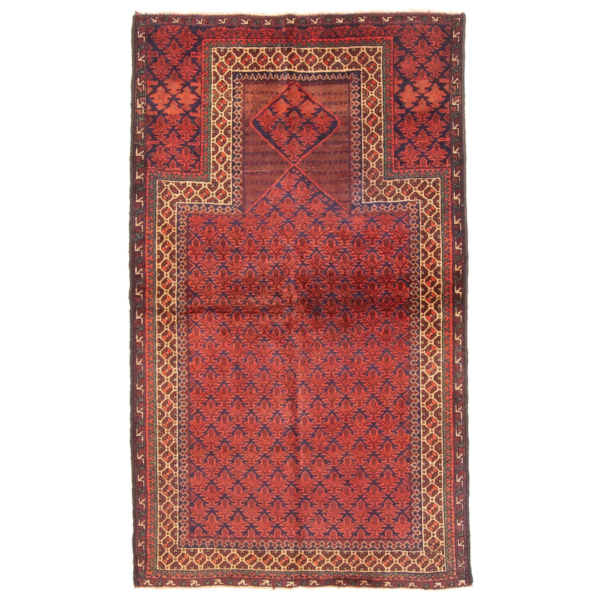 Ecarpetgallery Hand Knotted Rizbaft Dark Burgundy Wool Rug 35 X 59