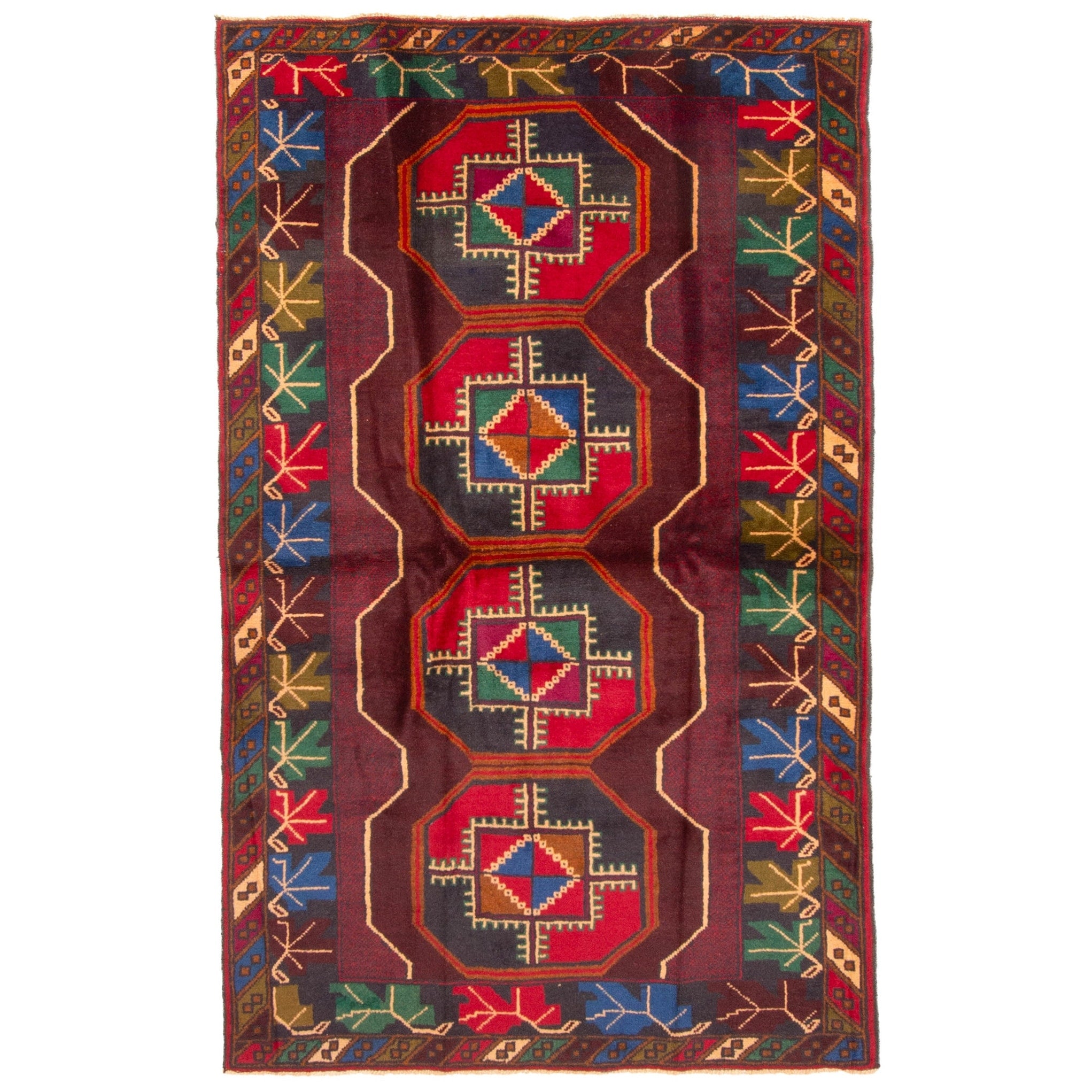 Ecarpetgallery Hand Knotted Rizbaft Dark Burgundy Wool Rug 310 X 63
