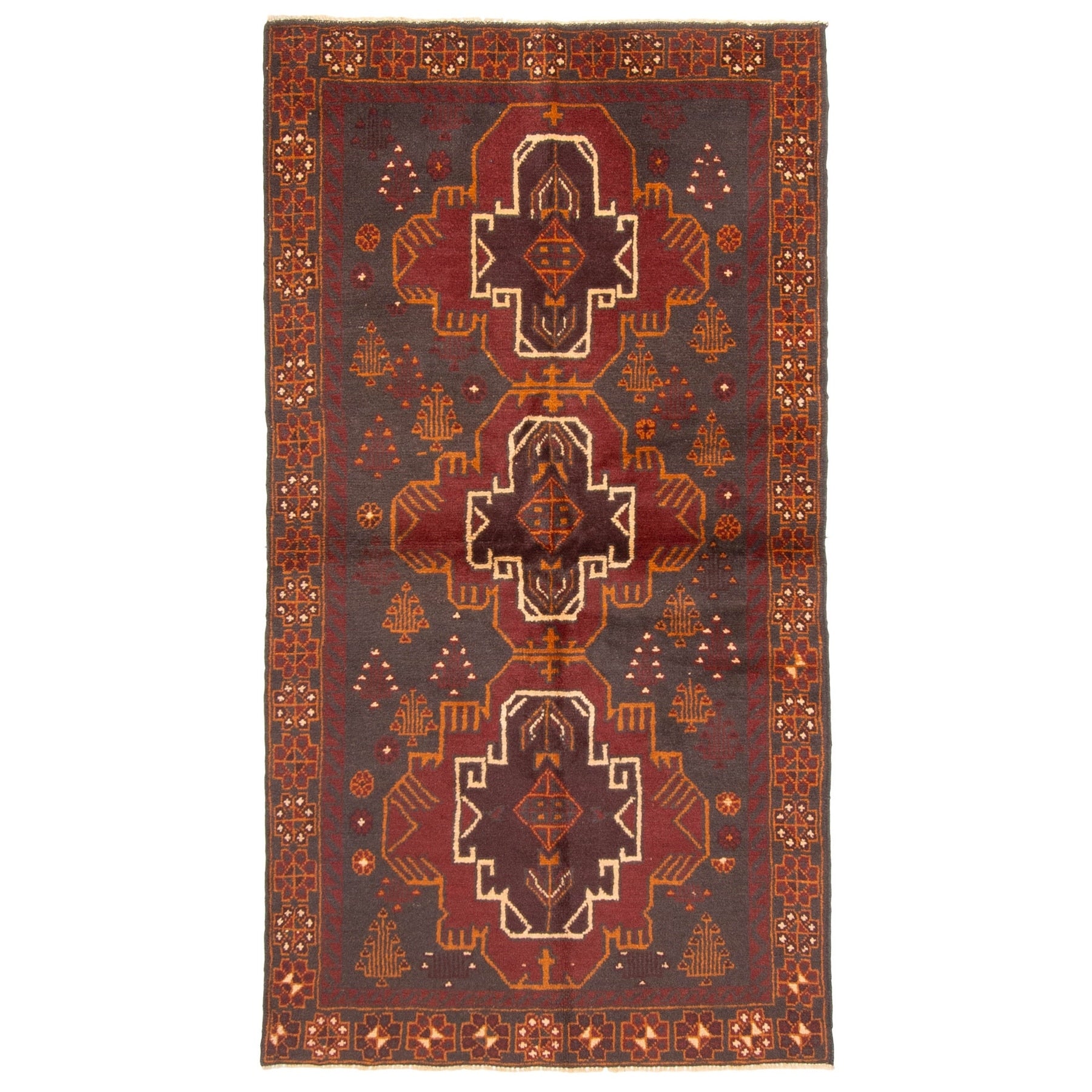 Ecarpetgallery Hand Knotted Rizbaft Dark Grey Wool Rug 34 X 64