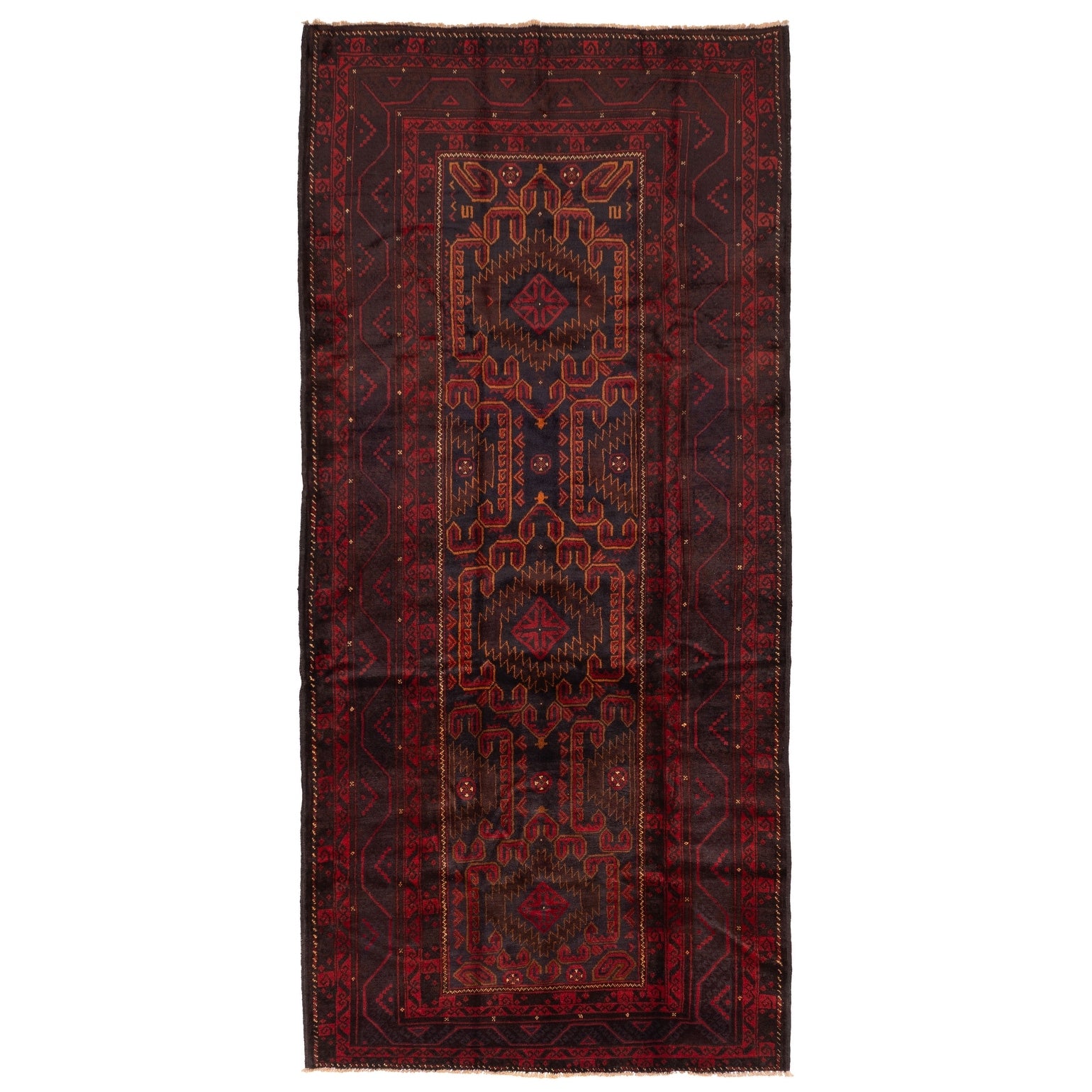 Ecarpetgallery Hand Knotted Rizbaft Dark Navy Wool Rug 411 X 105