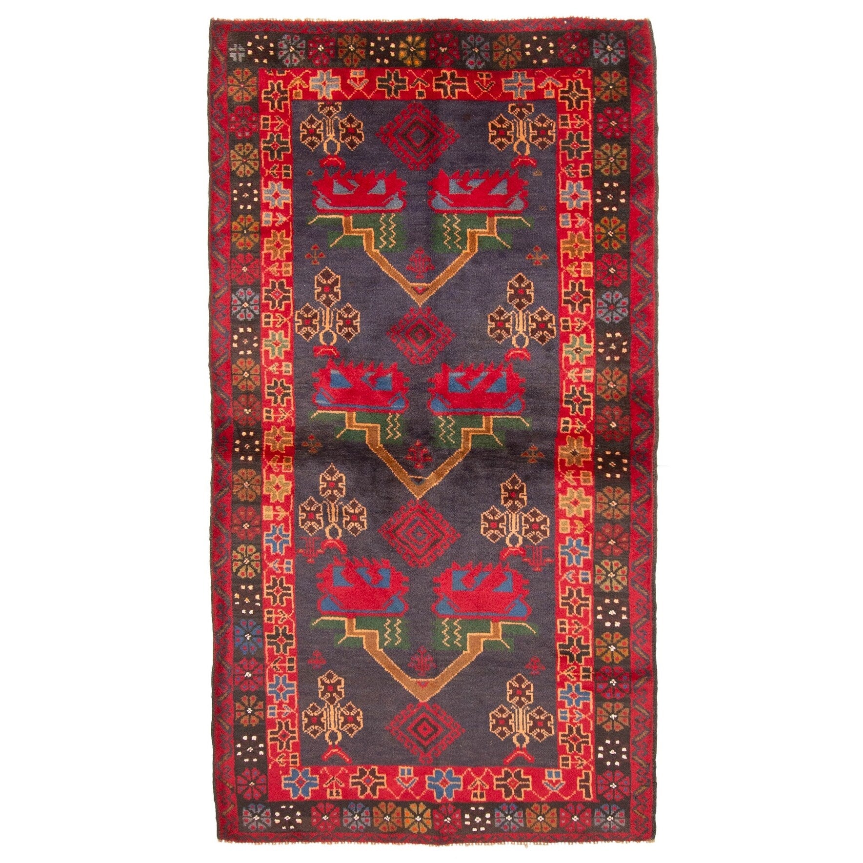 Ecarpetgallery Hand Knotted Rizbaft Dark Navy Wool Rug 36 X 64