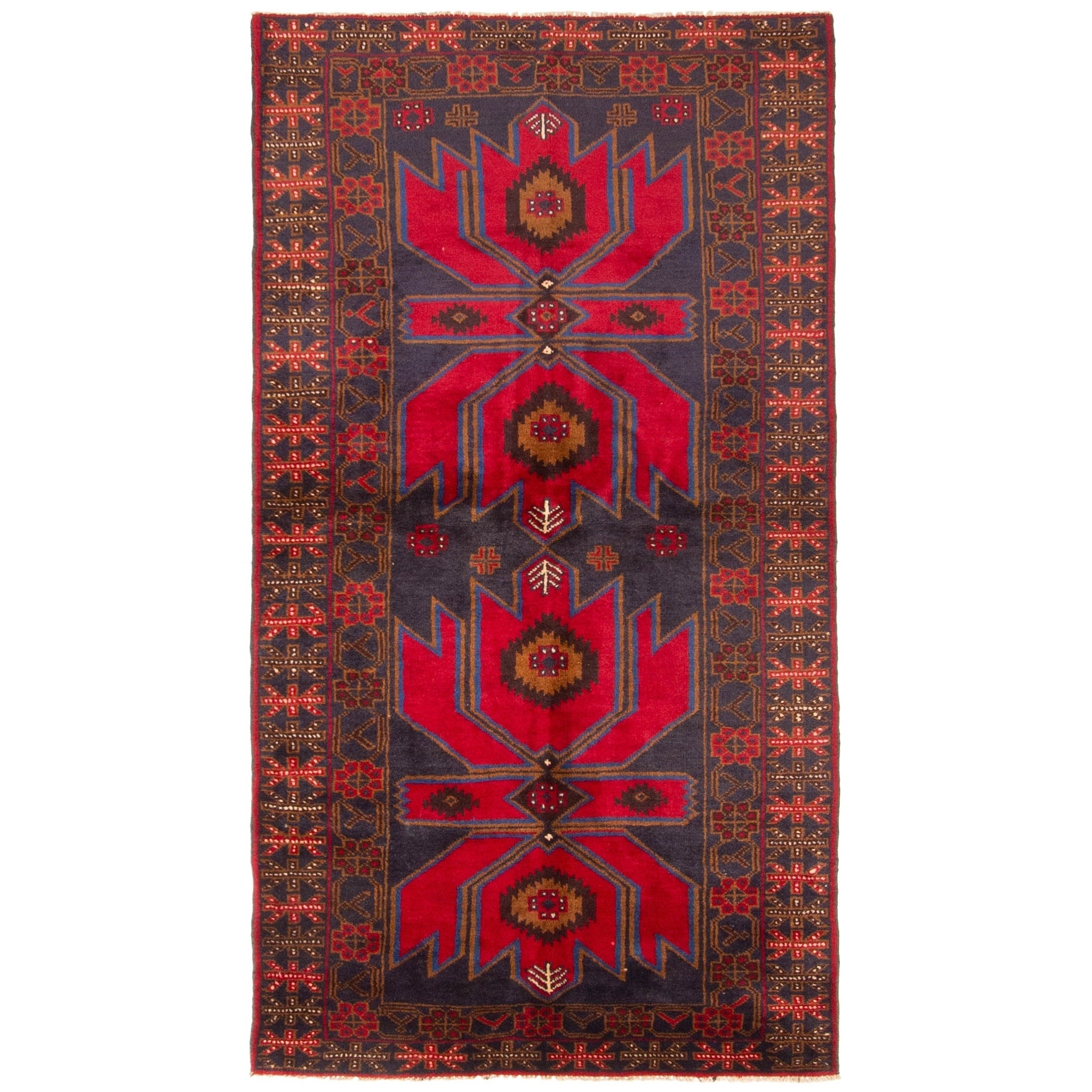 Ecarpetgallery Hand Knotted Rizbaft Dark Navy Wool Rug 36 X 68