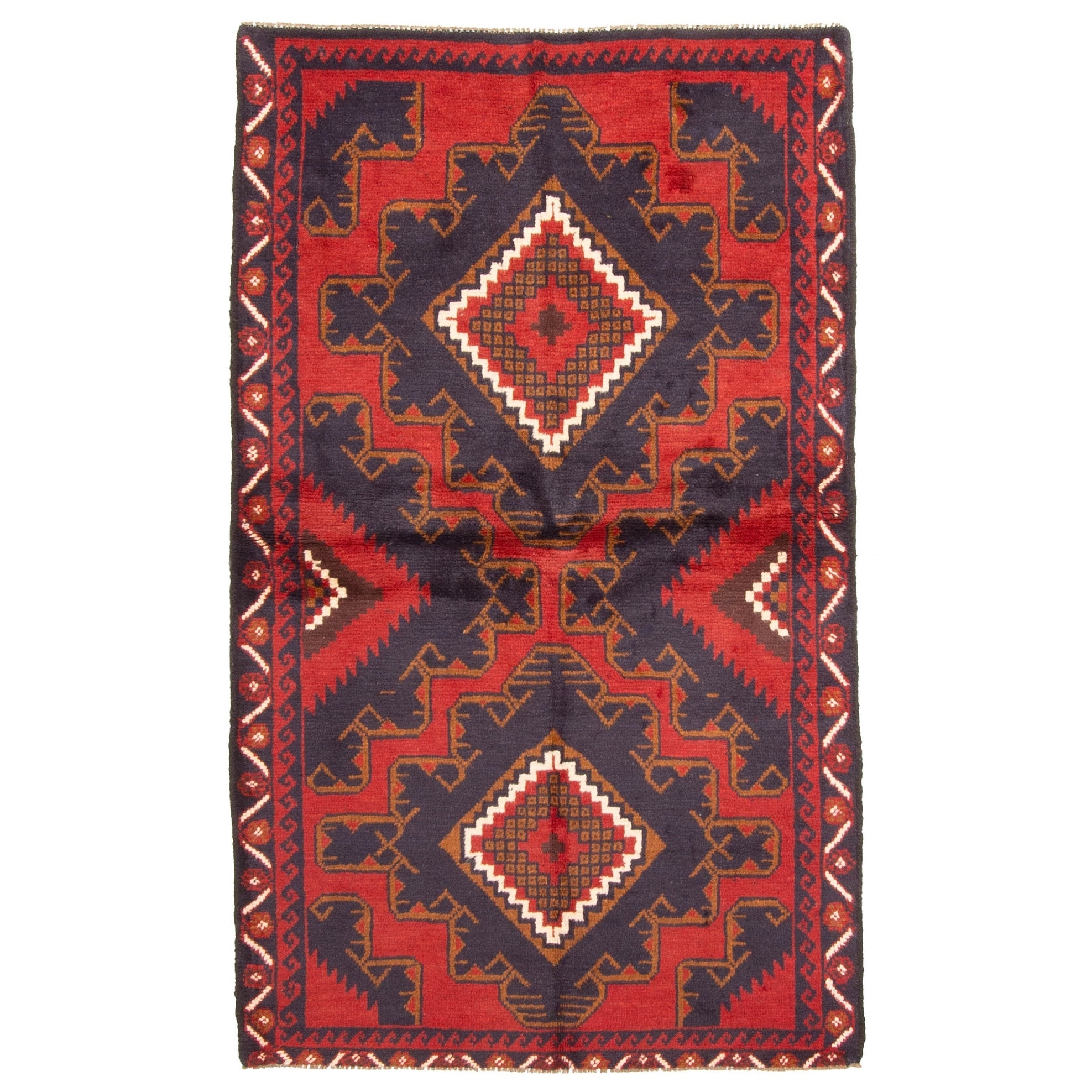 Ecarpetgallery Hand Knotted Rizbaft Dark Navy Wool Rug 37 X 62