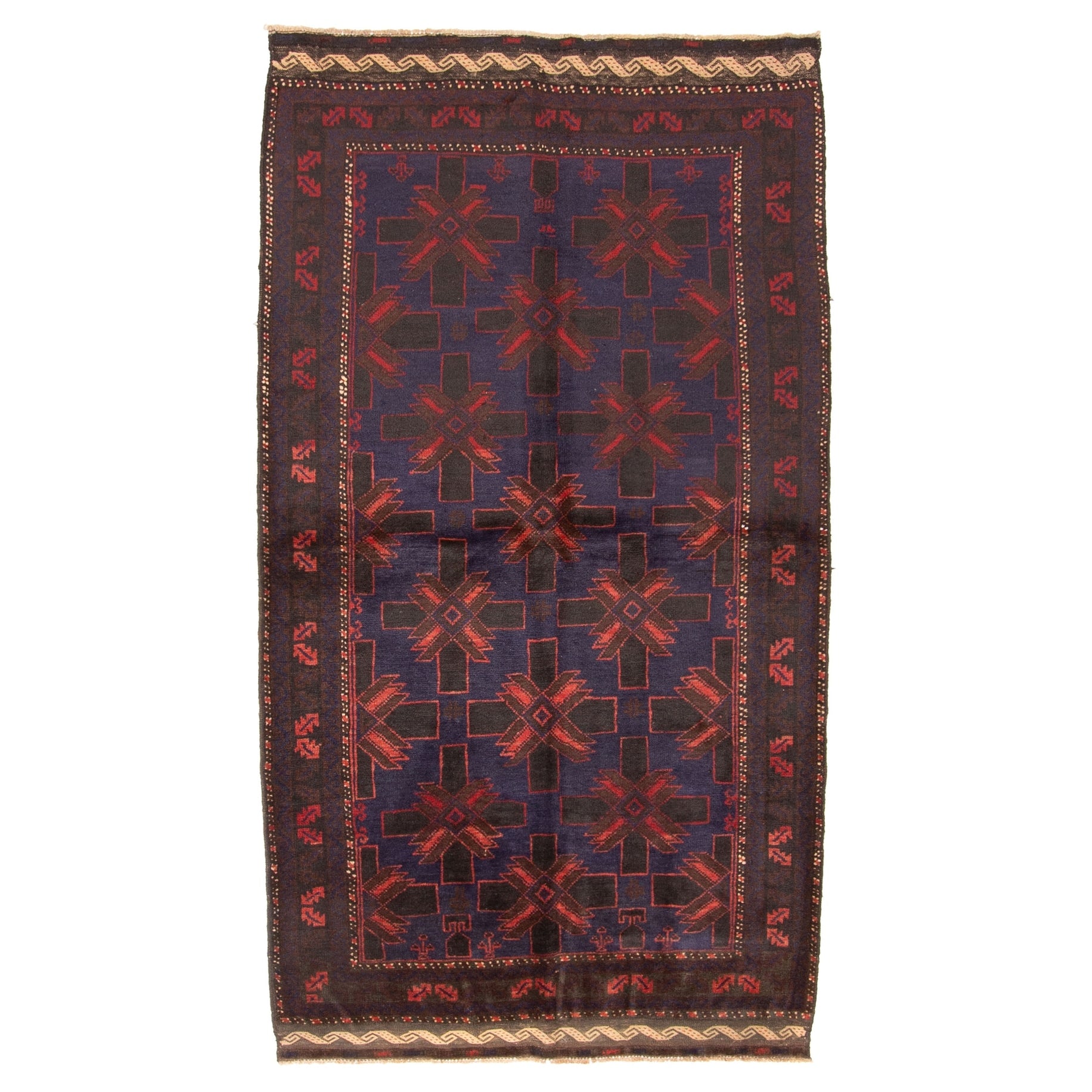 Ecarpetgallery Hand Knotted Rizbaft Dark Navy Wool Rug 37 X 66