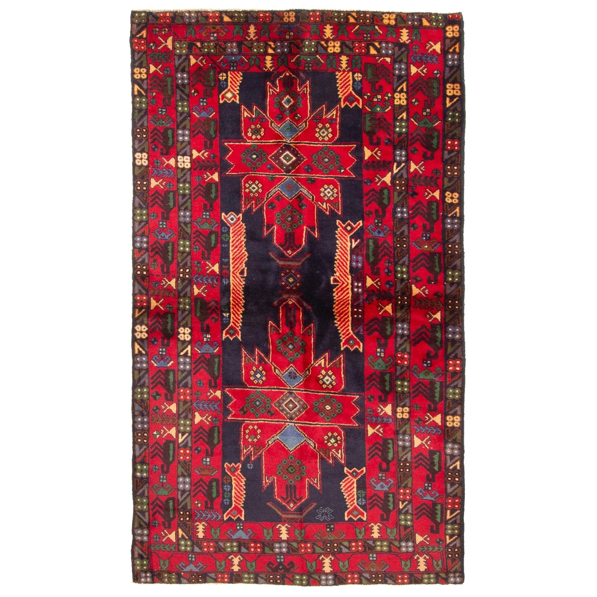 Ecarpetgallery Hand Knotted Rizbaft Dark Navy Wool Rug 38 X 65