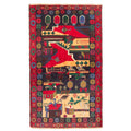 Ecarpetgallery Hand Knotted Rizbaft Dark Navy Red Wool Rug 36 X 60