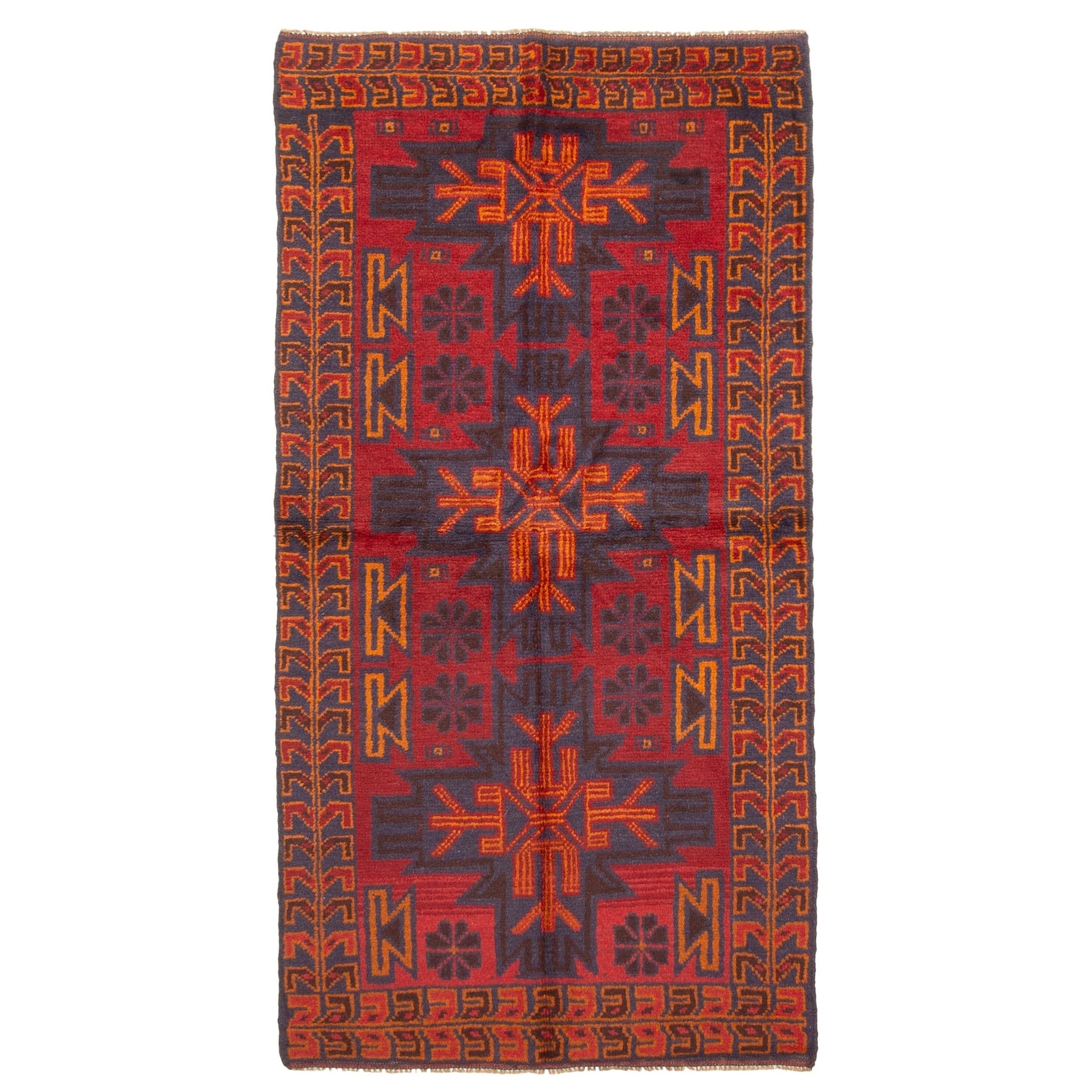 Ecarpetgallery Hand Knotted Rizbaft Dark Red Wool Rug 34 X 65