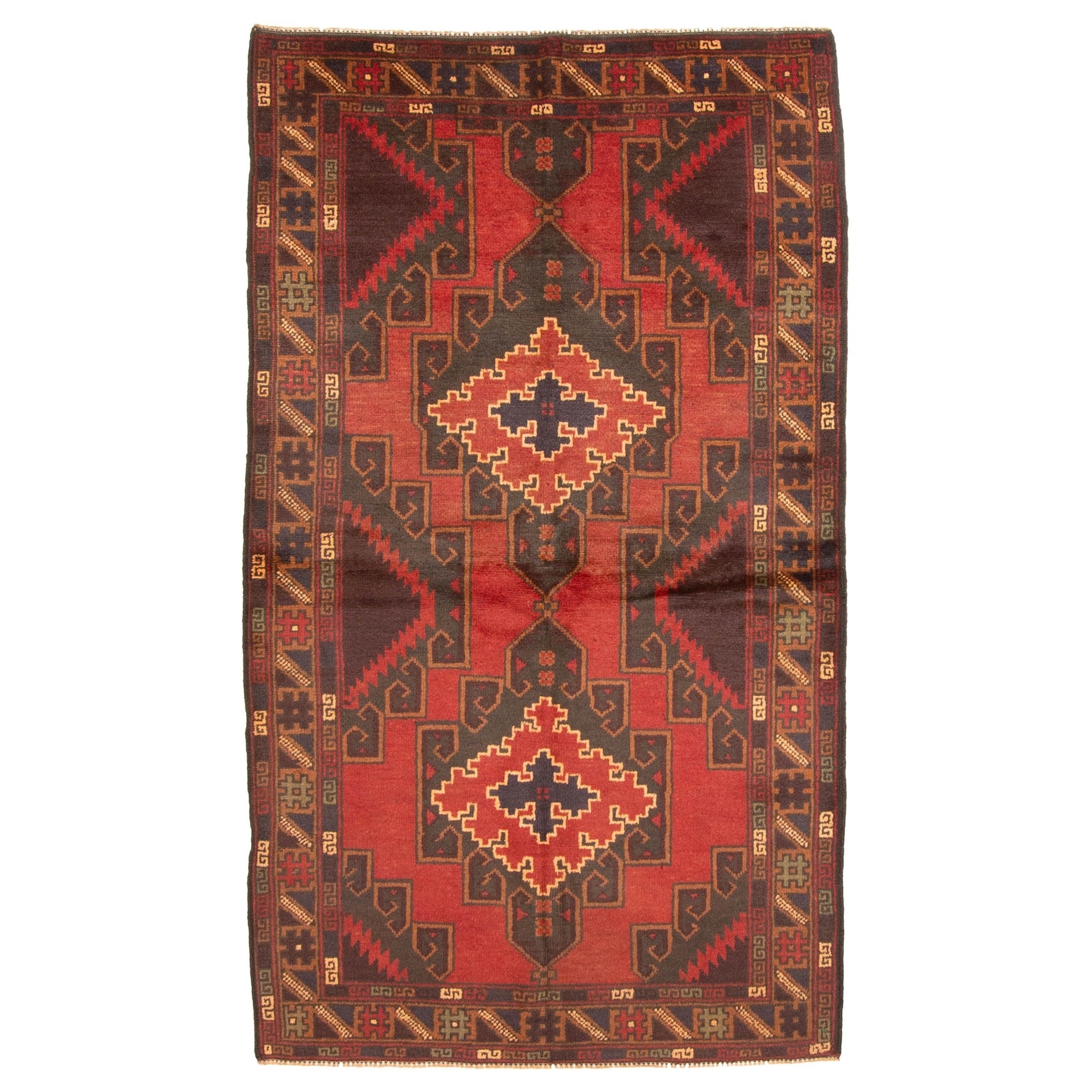Ecarpetgallery Hand Knotted Rizbaft Dark Red Wool Rug 36 X 60