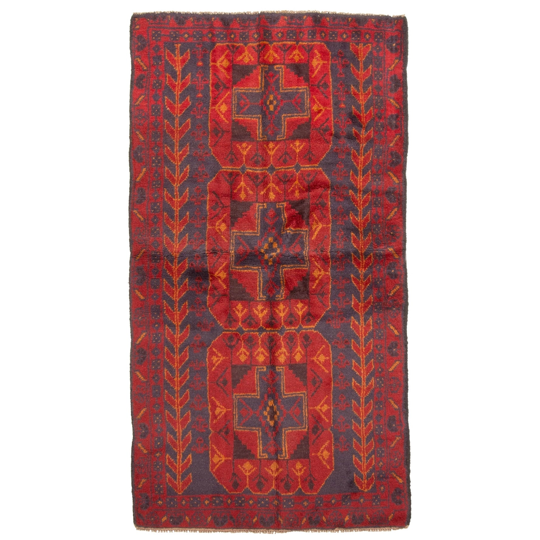 Ecarpetgallery Hand Knotted Rizbaft Dark Red Wool Rug 33 X 62