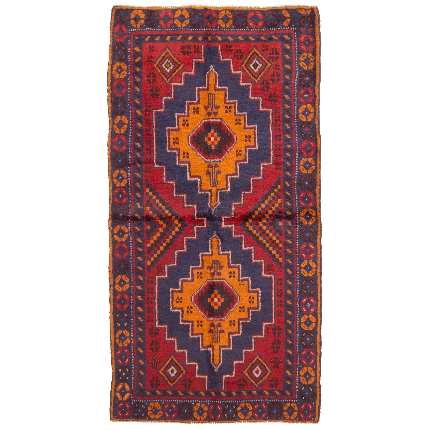 Ecarpetgallery Hand Knotted Rizbaft Dark Red Wool Rug 35 X 67