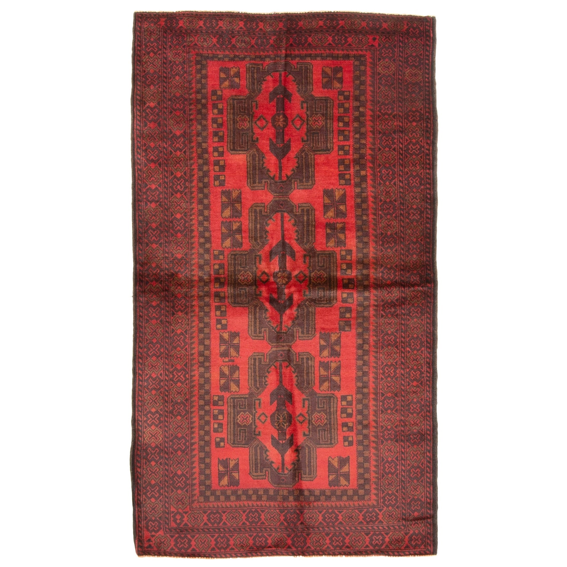 Ecarpetgallery Hand Knotted Rizbaft Dark Red Wool Rug 35 X 61