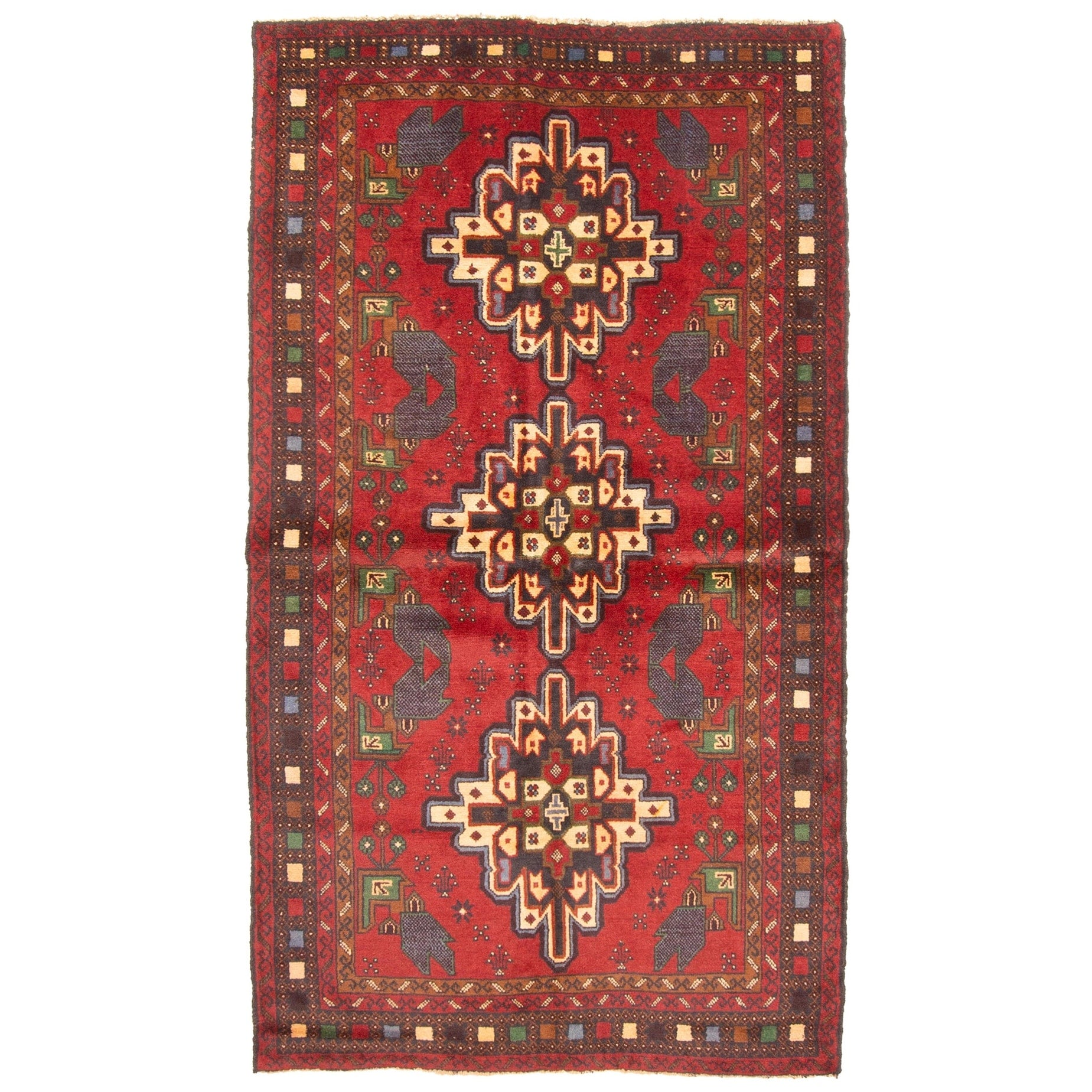 Ecarpetgallery Hand Knotted Rizbaft Dark Red Wool Rug 38 X 65