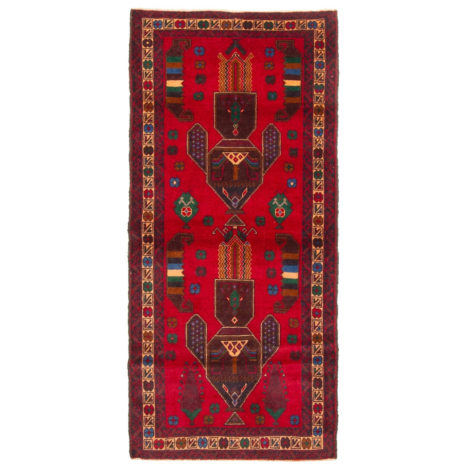 Ecarpetgallery Hand Knotted Rizbaft Dark Red Wool Rug 210 X 63