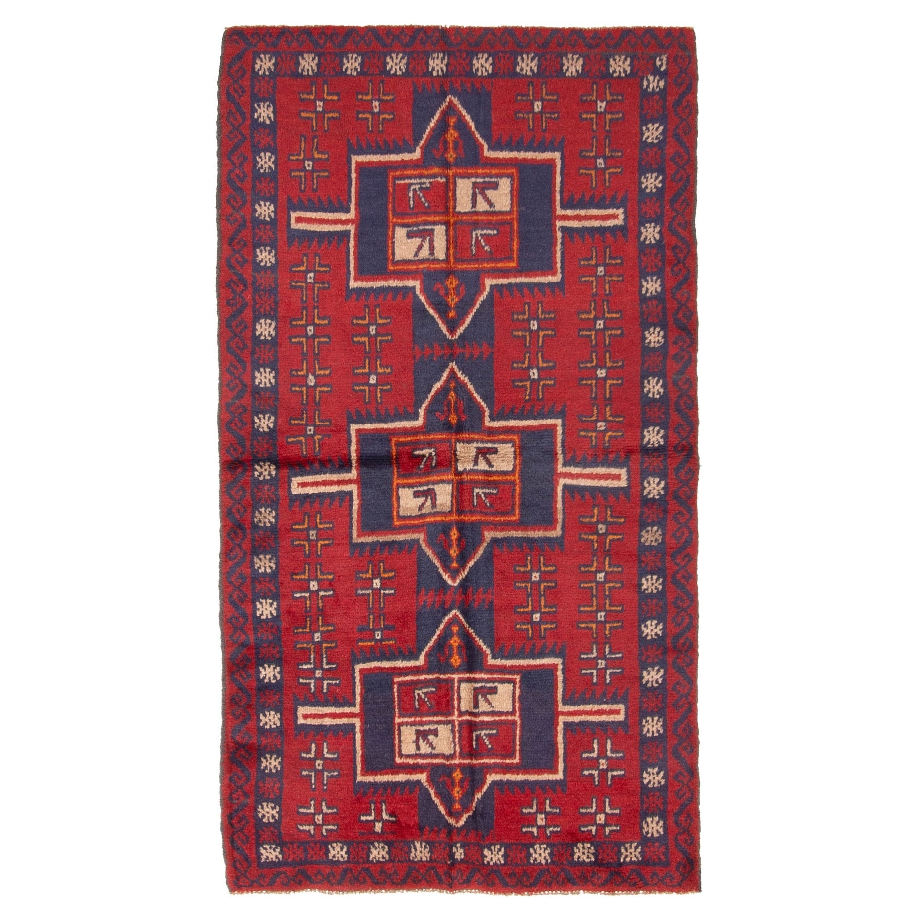 Ecarpetgallery Hand Knotted Rizbaft Dark Red Wool Rug 36 X 64