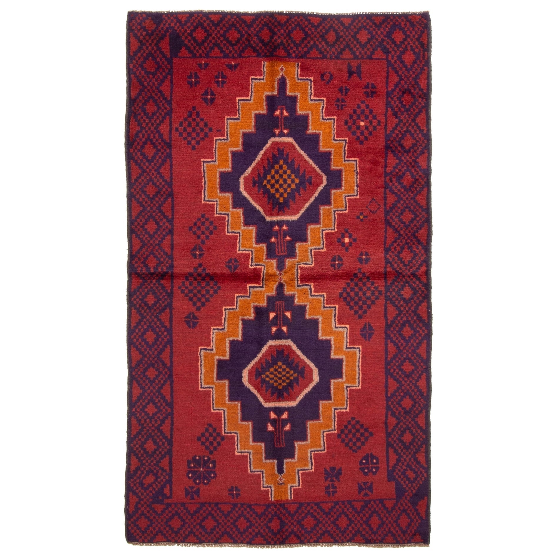 Ecarpetgallery Hand Knotted Rizbaft Dark Red Wool Rug 36 X 64