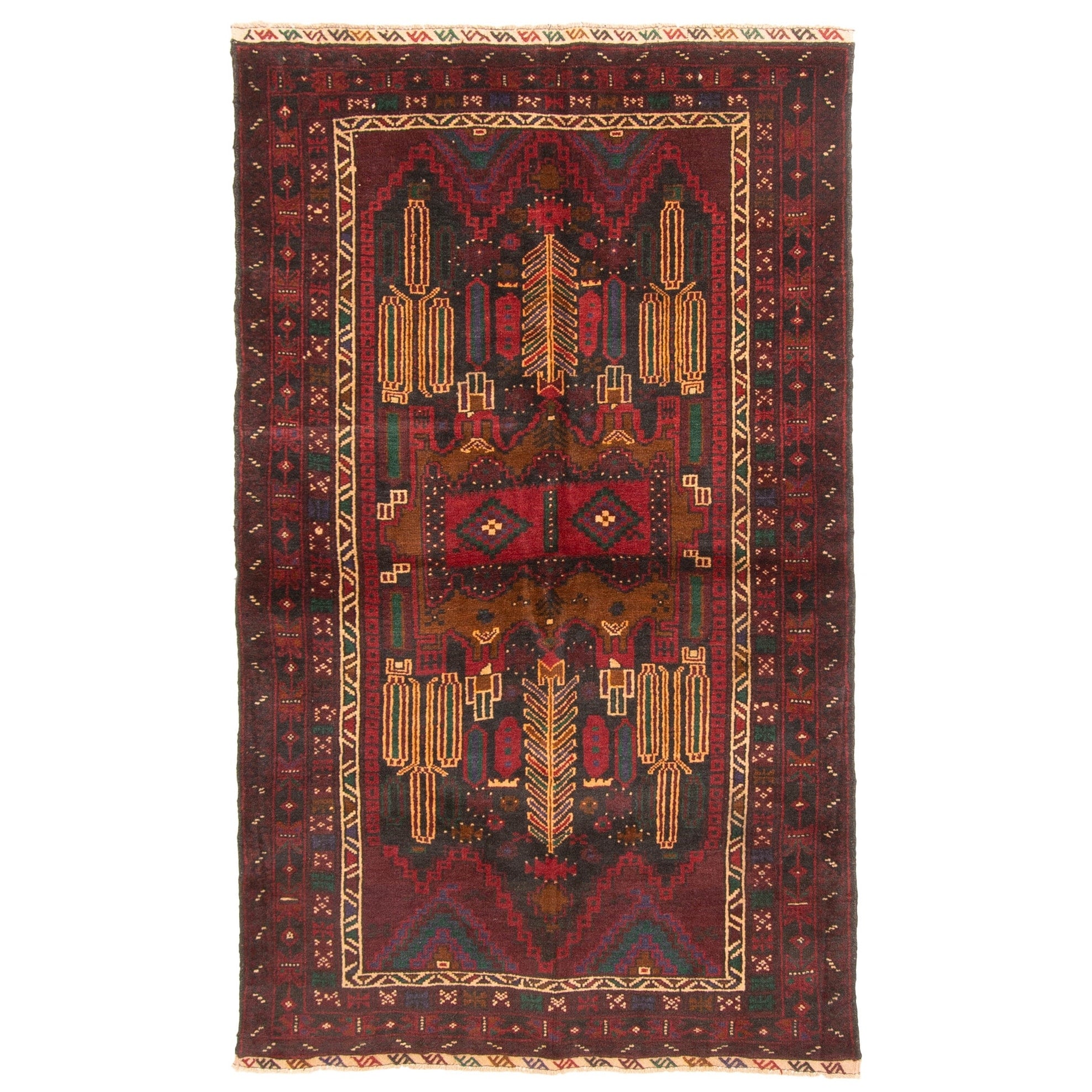 Ecarpetgallery Hand Knotted Rizbaft Dark Red Wool Rug 36 X 511