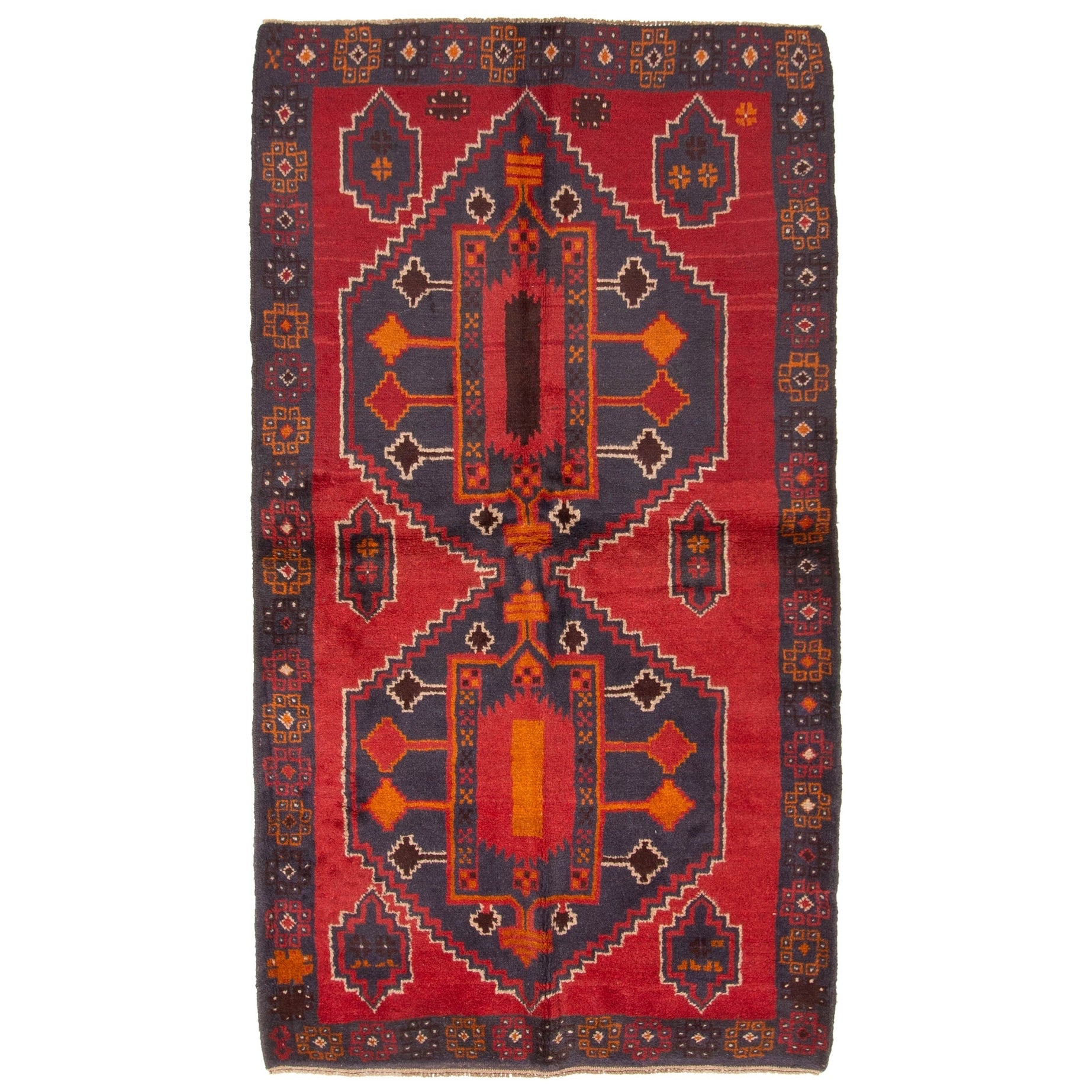 Ecarpetgallery Hand Knotted Rizbaft Dark Red Wool Rug 38 X 69