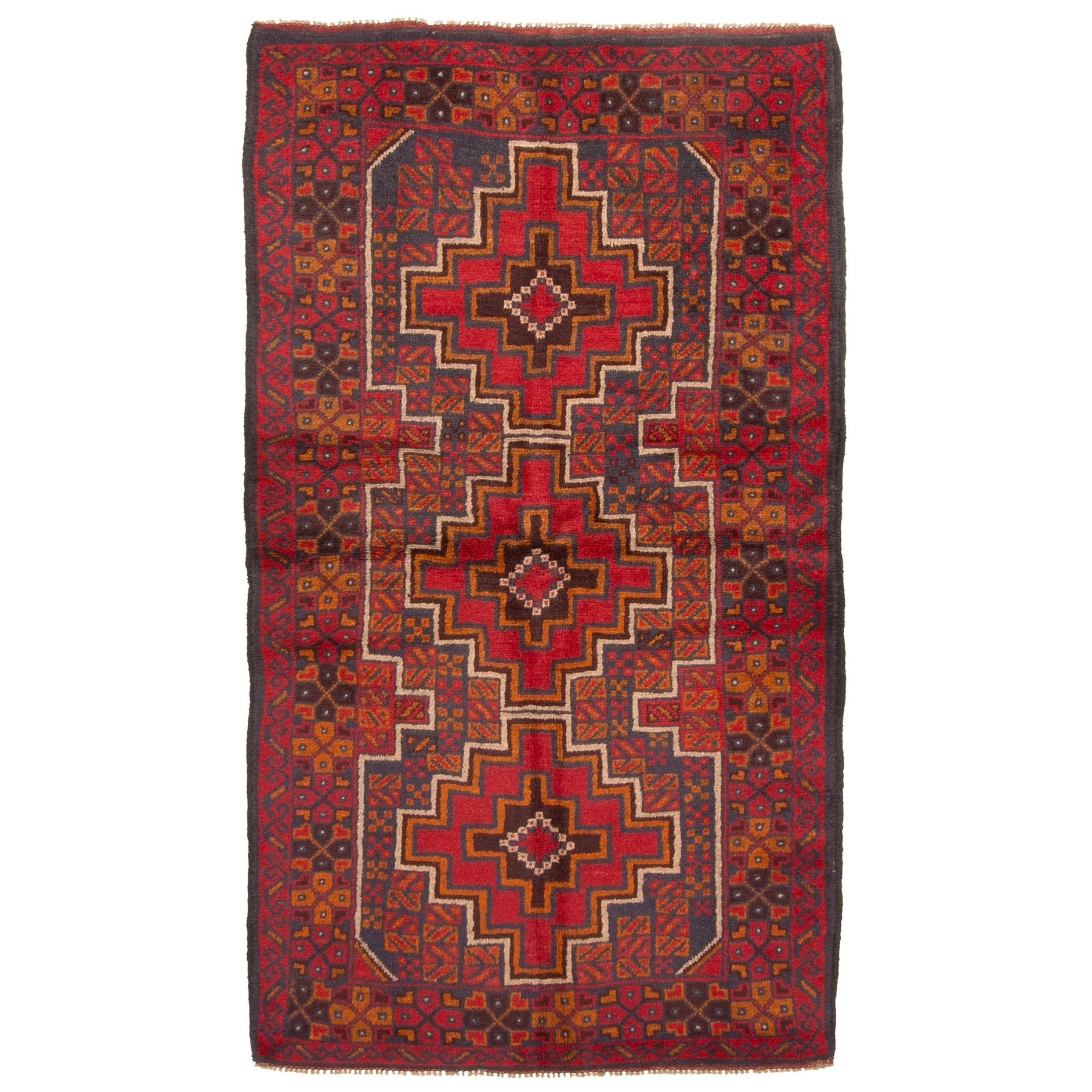 Ecarpetgallery Hand Knotted Rizbaft Dark Red Wool Rug 37 X 62