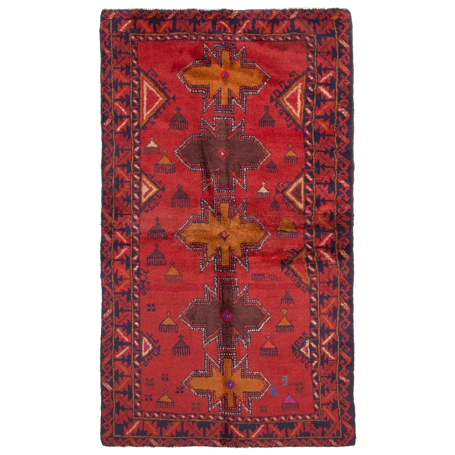 Ecarpetgallery Hand Knotted Rizbaft Dark Red Wool Rug 35 X 61