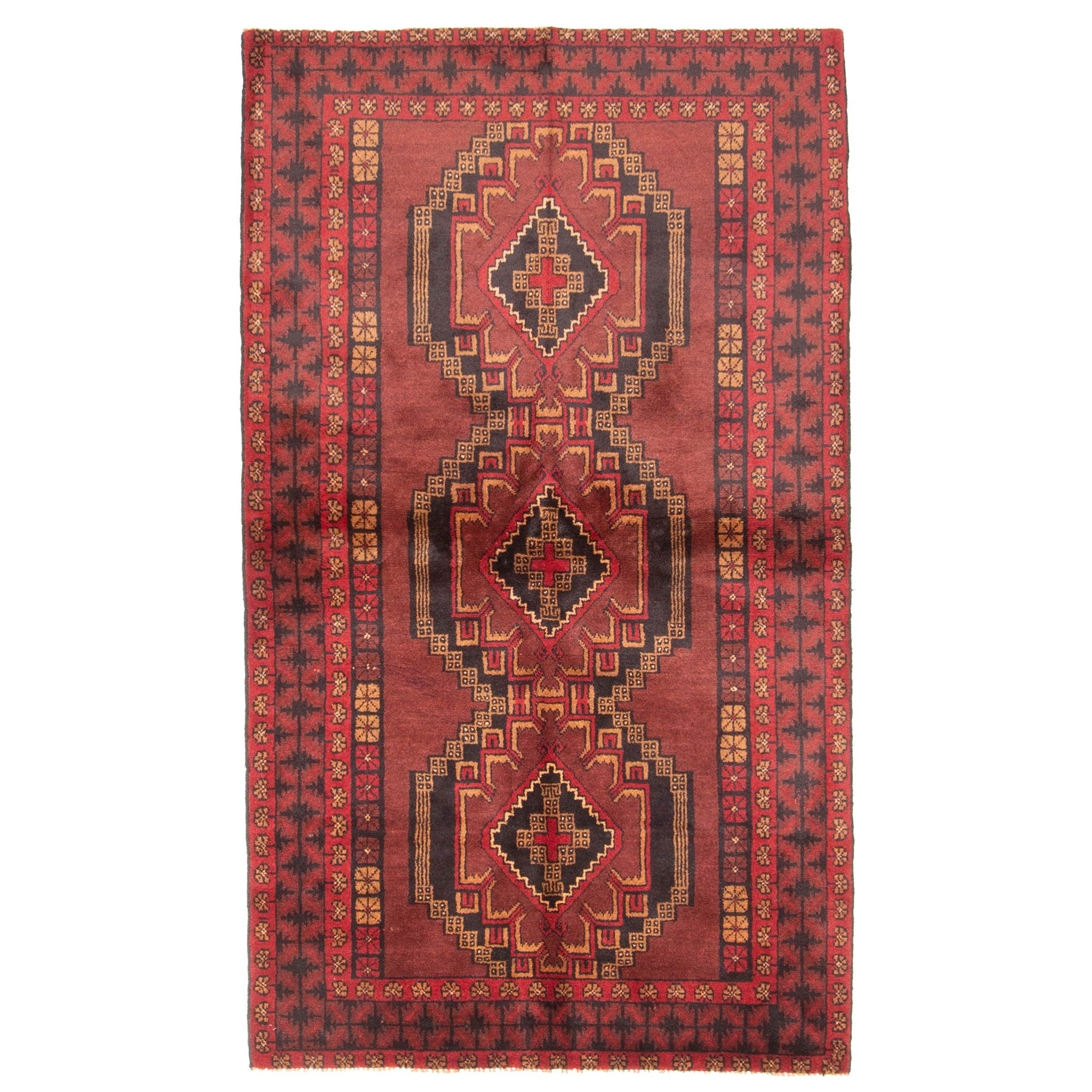 Ecarpetgallery Hand Knotted Rizbaft Dark Red Wool Rug 37 X 61