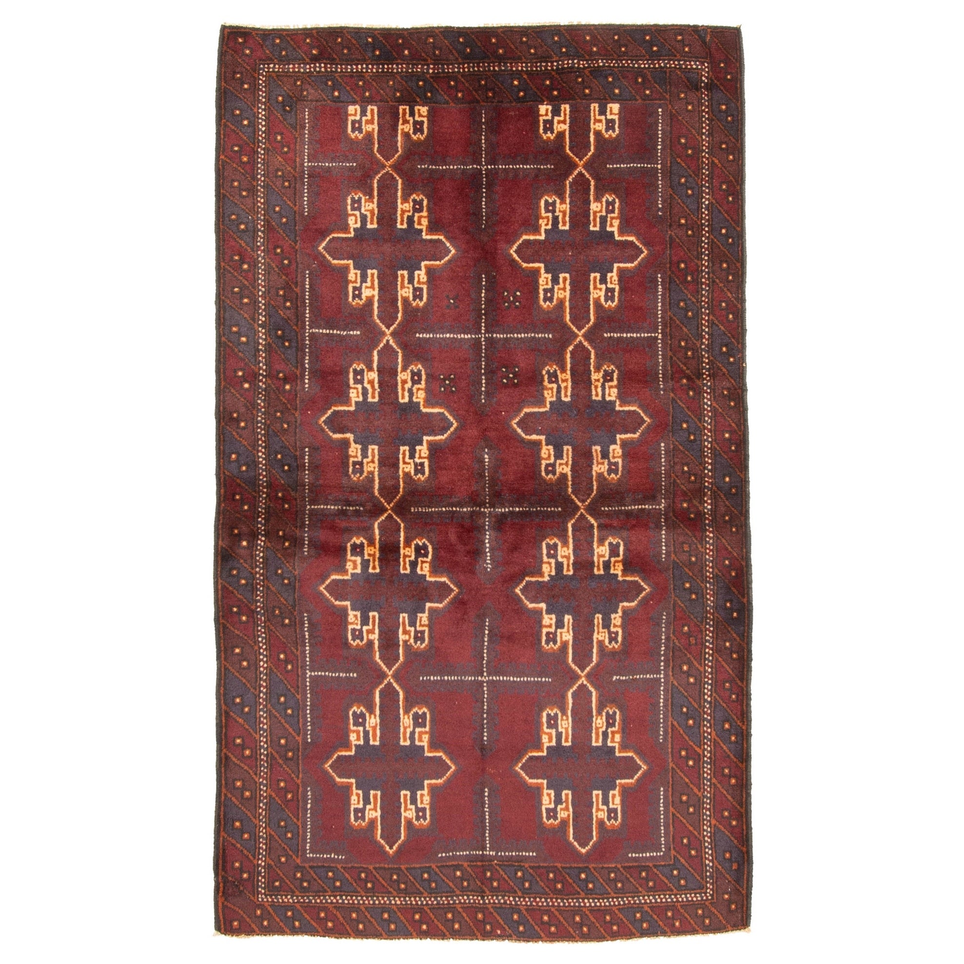 Ecarpetgallery Hand Knotted Rizbaft Dark Red Wool Rug 35 X 64