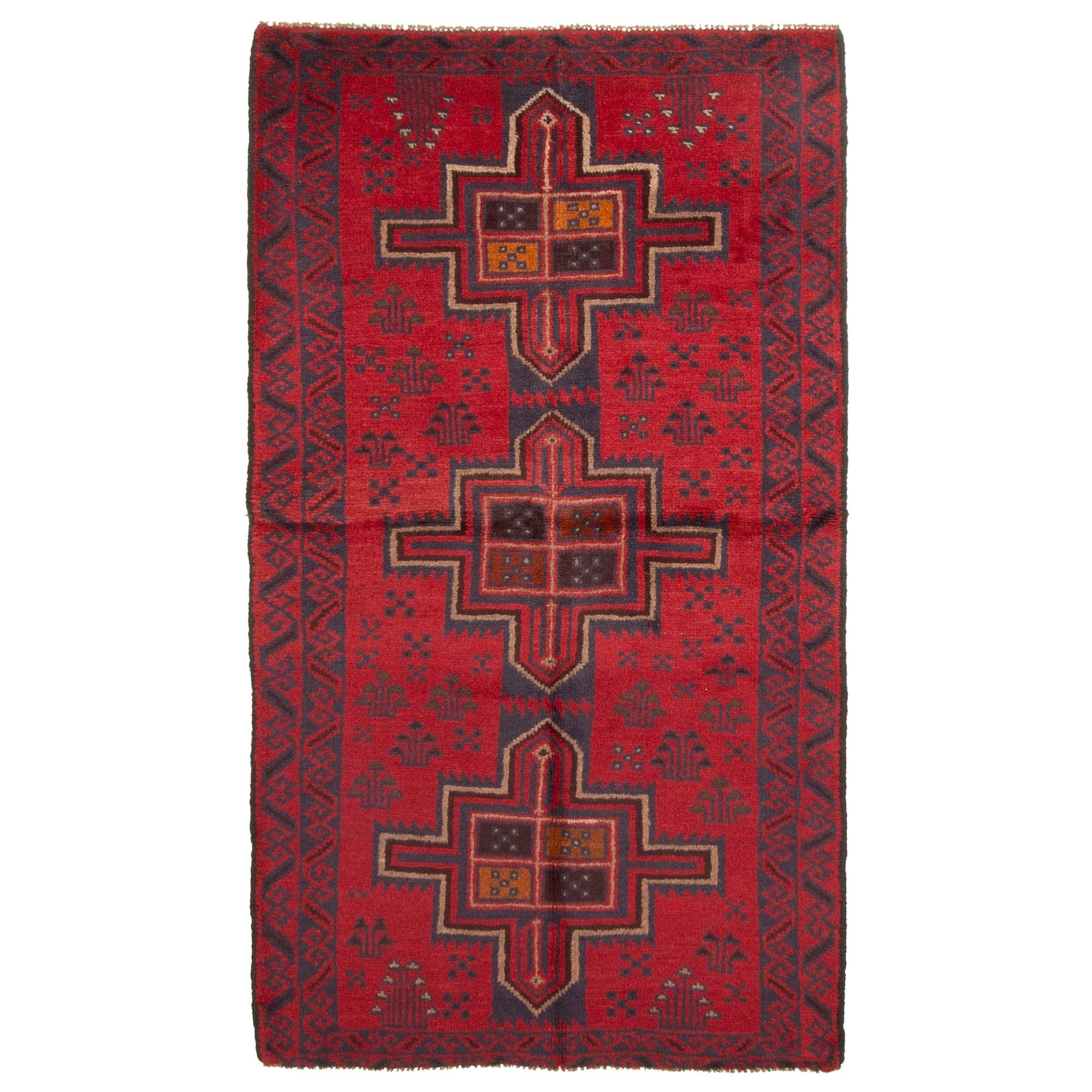 Ecarpetgallery Hand Knotted Rizbaft Dark Red Wool Rug 35 X 64