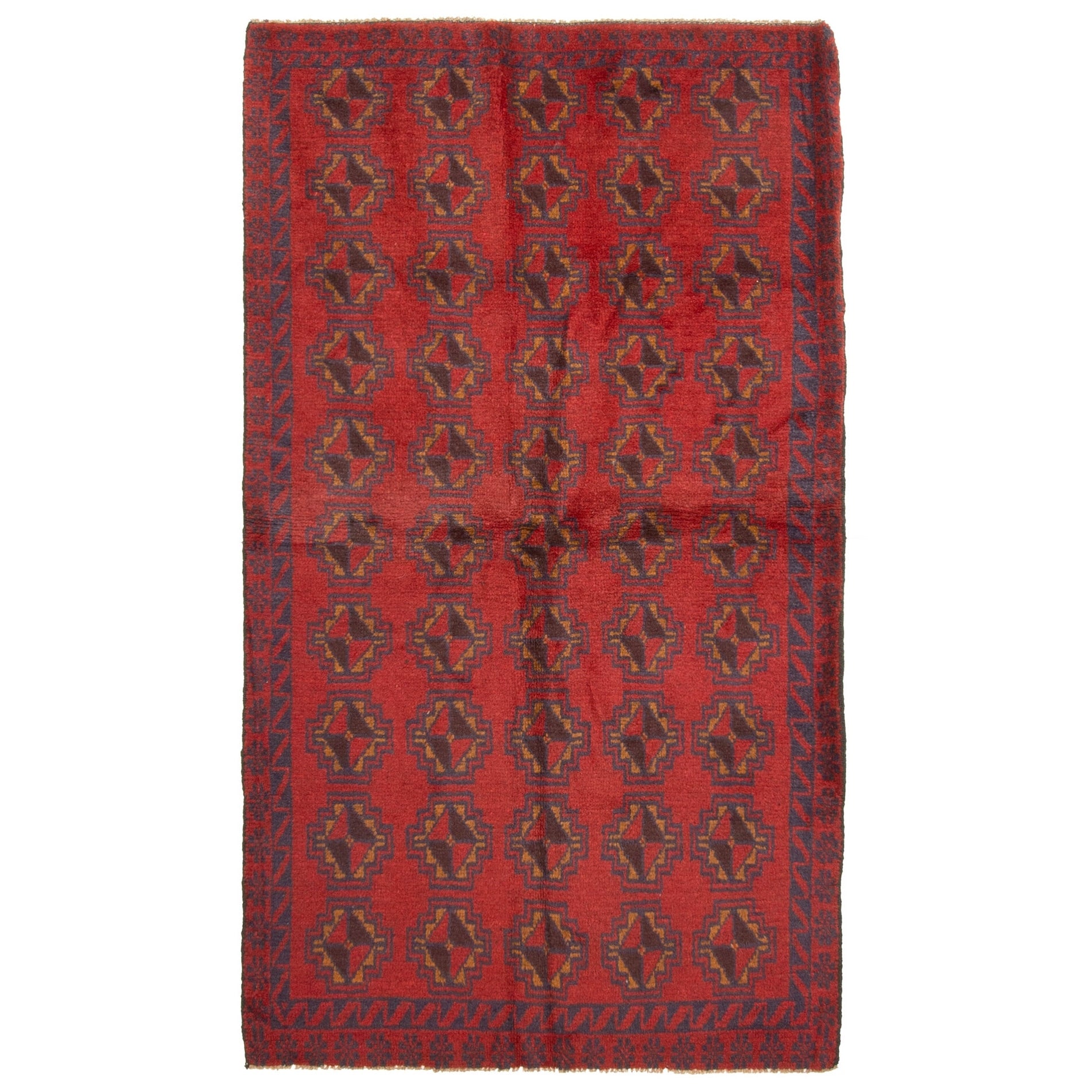 Ecarpetgallery Hand Knotted Rizbaft Dark Red Wool Rug 37 X 63