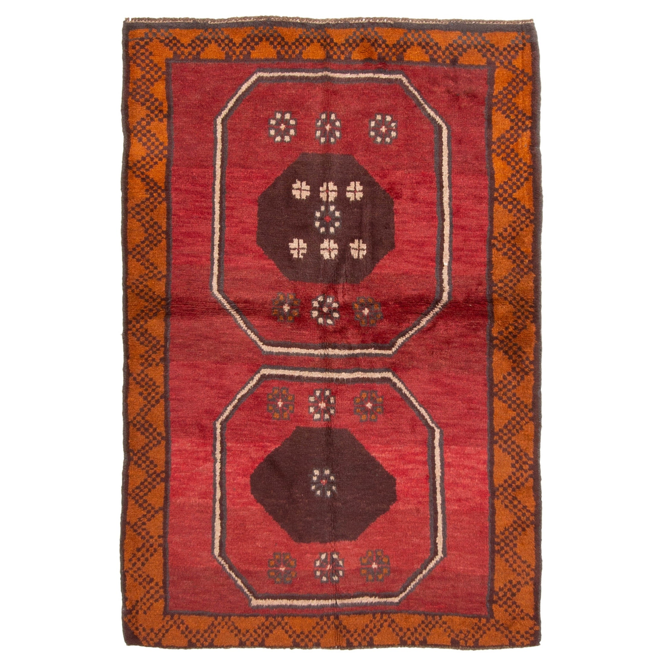 Ecarpetgallery Hand Knotted Rizbaft Dark Red Wool Rug 38 X 56