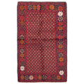 Ecarpetgallery Hand Knotted Rizbaft Dark Red Wool Rug 36 X 60