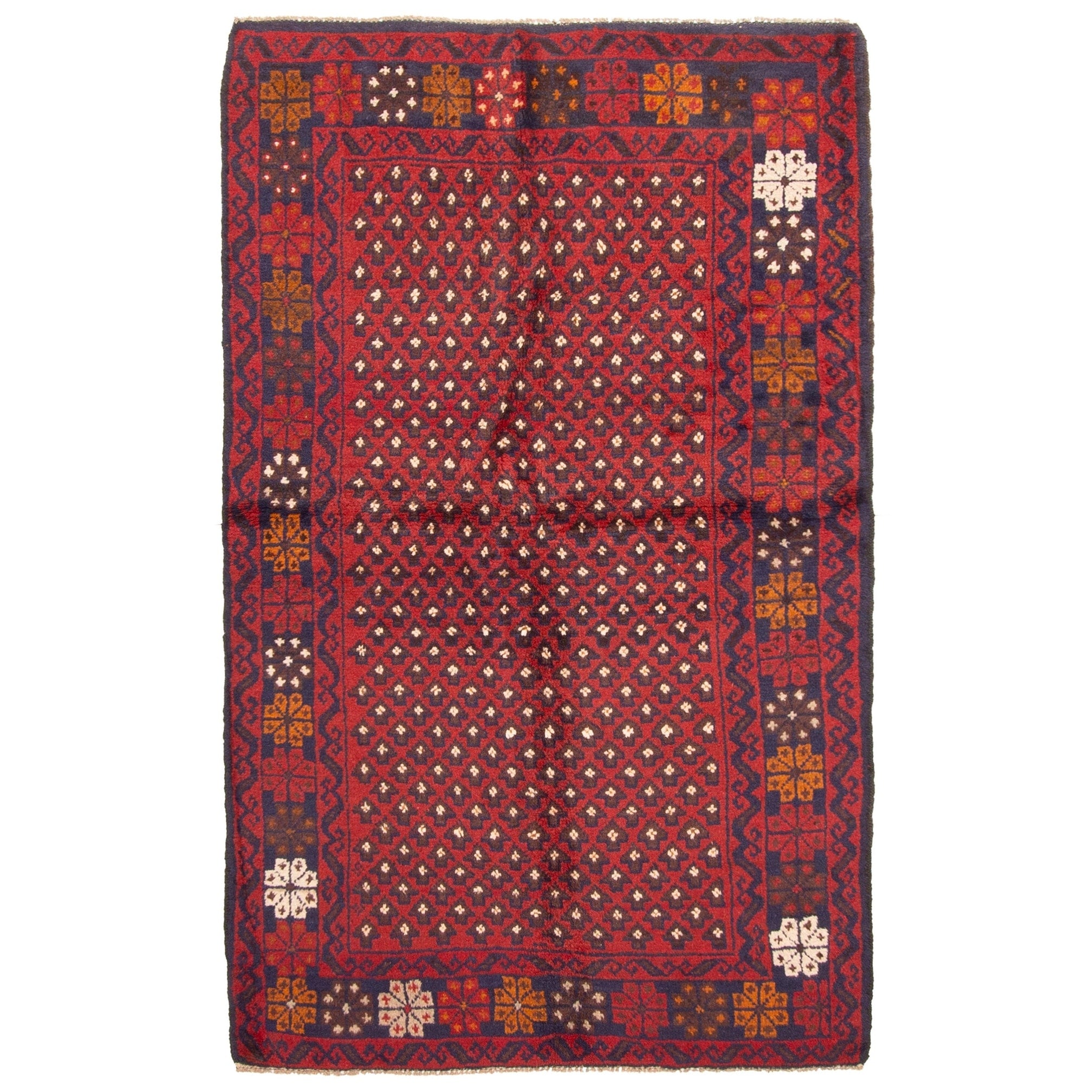 Ecarpetgallery Hand Knotted Rizbaft Dark Red Wool Rug 36 X 60