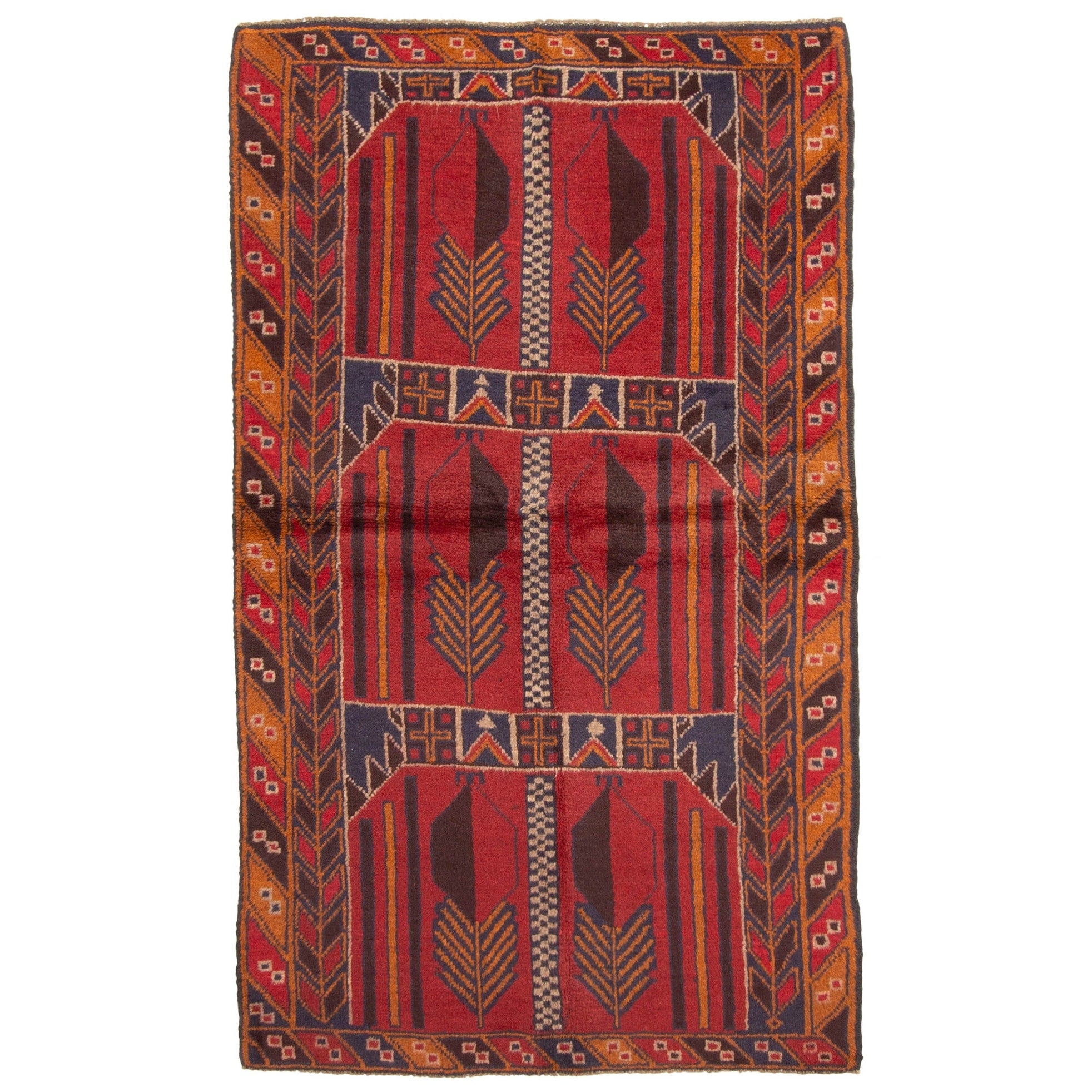 Ecarpetgallery Hand Knotted Rizbaft Dark Red Wool Rug 38 X 61