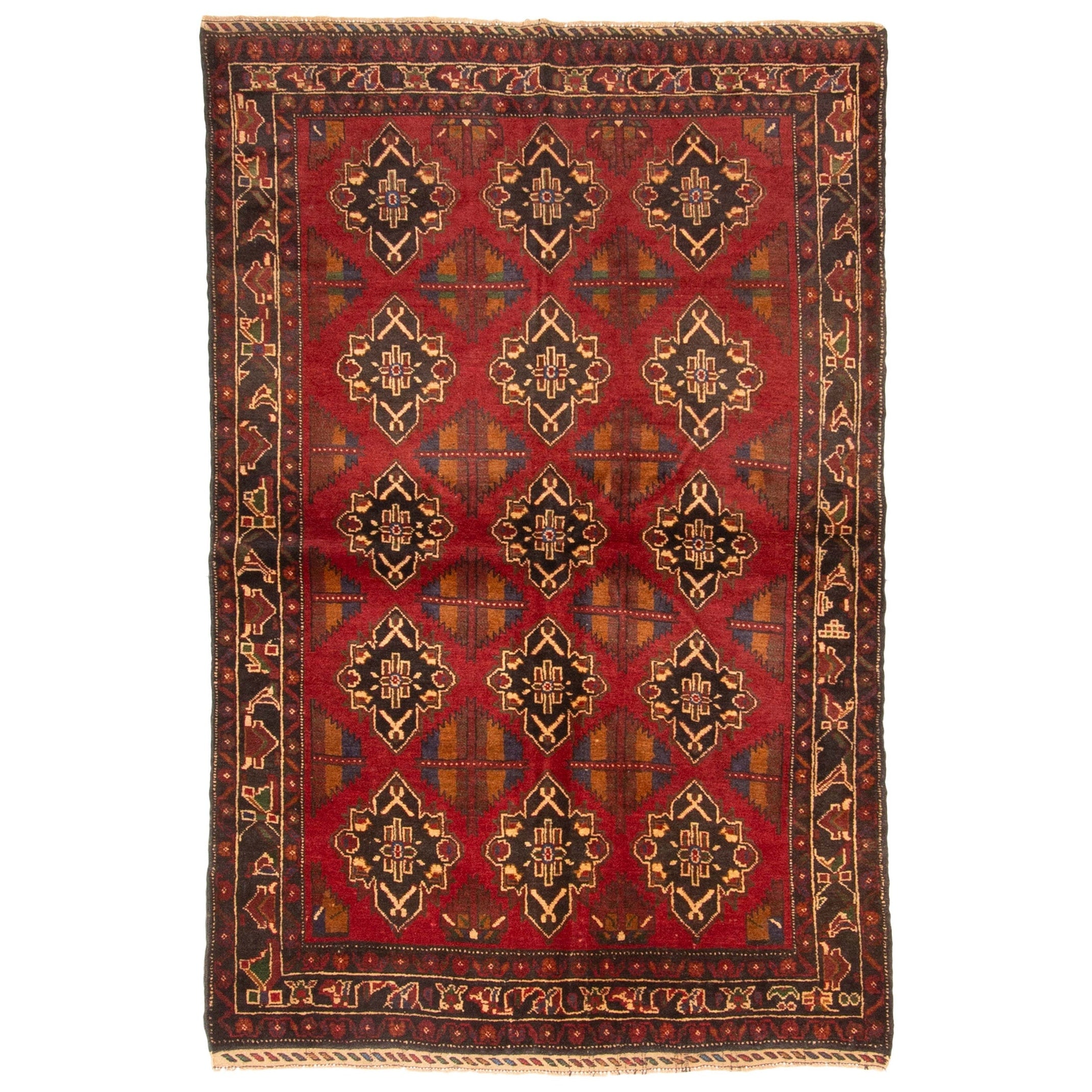 Ecarpetgallery Hand Knotted Rizbaft Dark Red Wool Rug 37 X 57