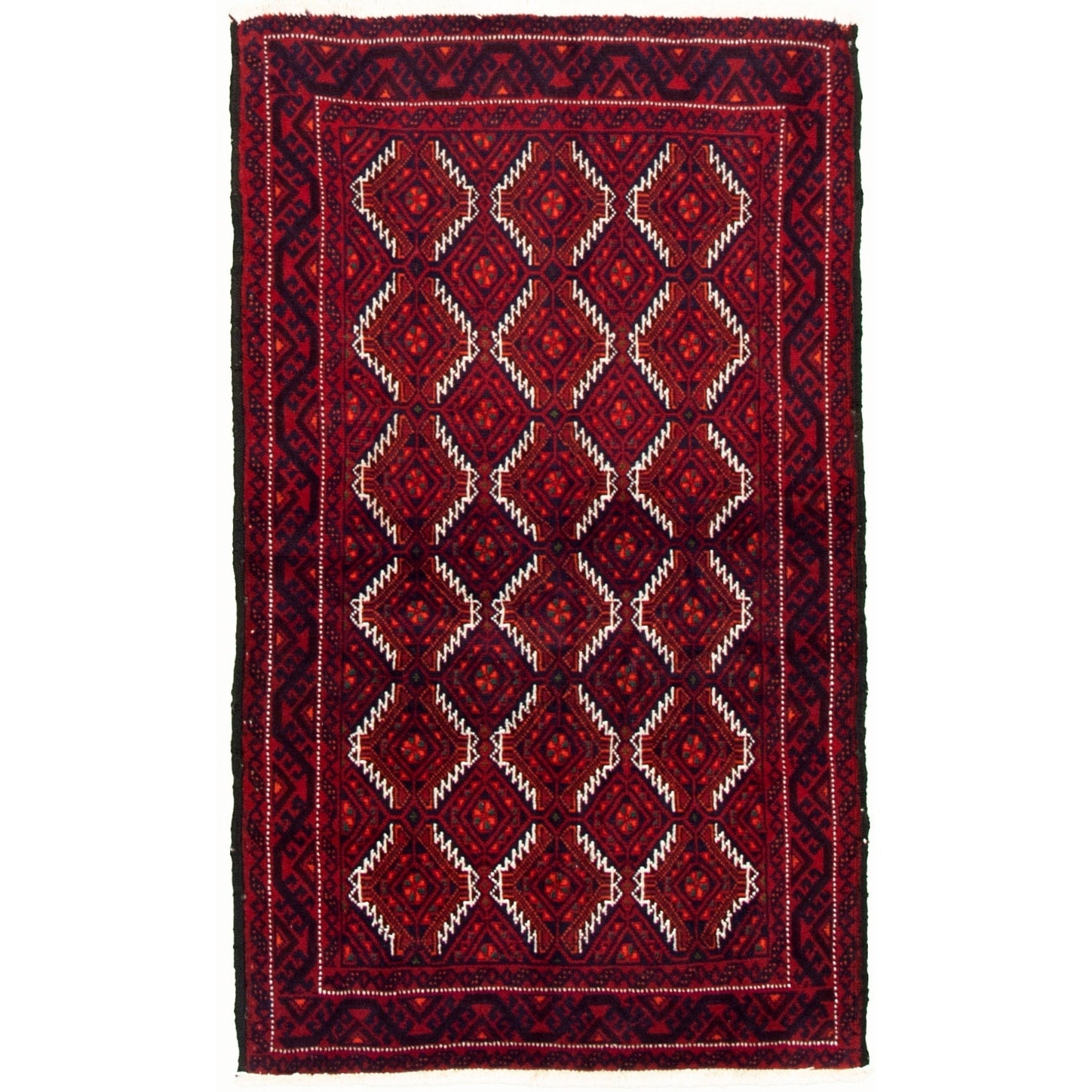 Hand Knotted Rizbaft Red Wool Rug 34 X 57 34 X 57