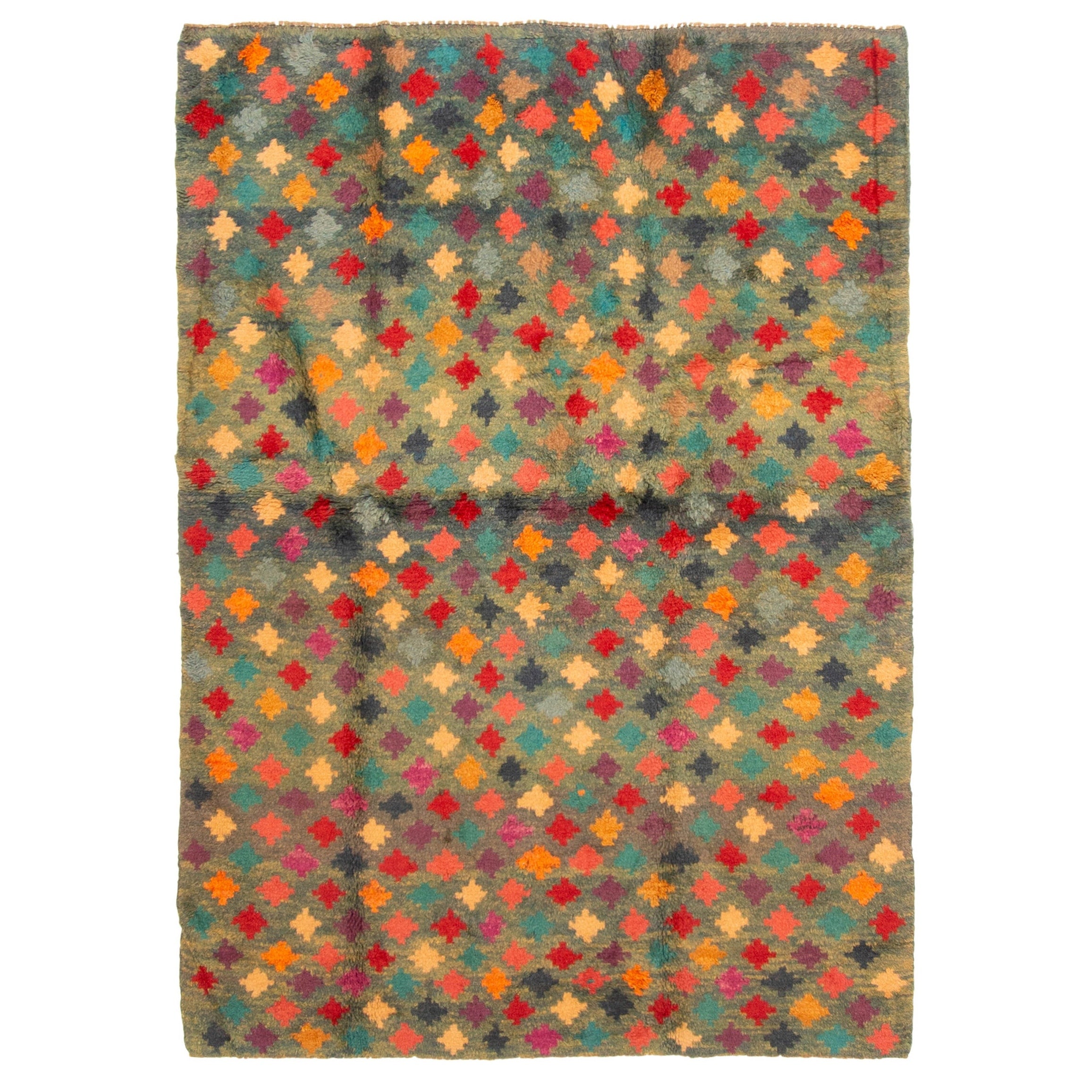 Ecarpetgallery Hand Knotted Rizbaft Green Wool Rug 40 X 58