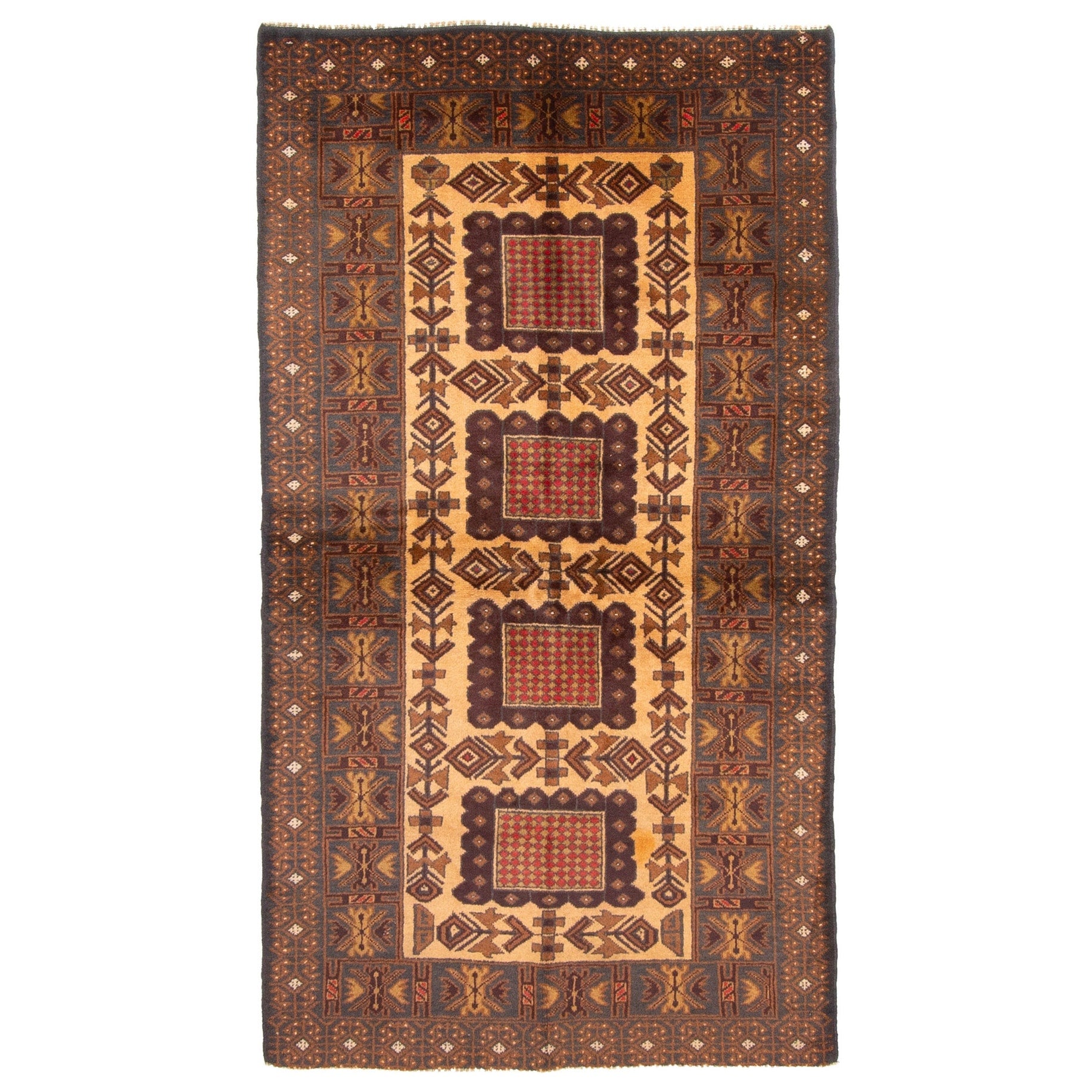 Ecarpetgallery Hand Knotted Rizbaft Light Brown Wool Rug 34 X 62