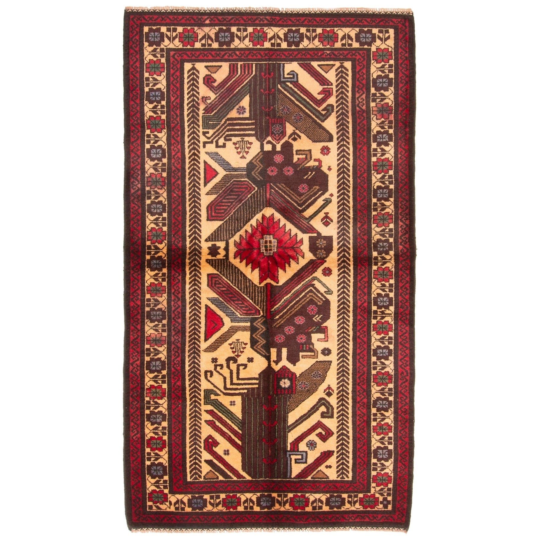 Ecarpetgallery Hand Knotted Rizbaft Light Brown Wool Rug 37 X 65