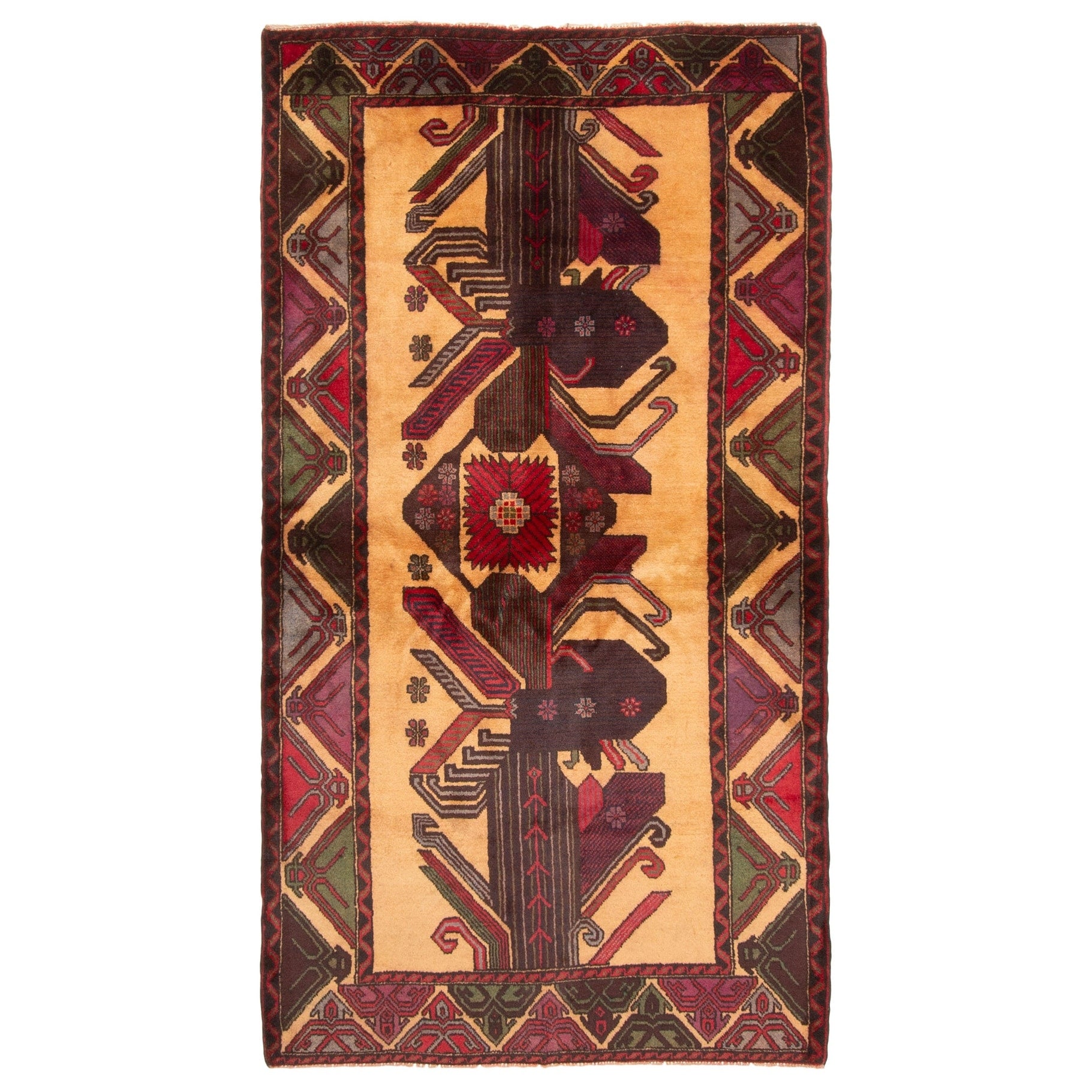Ecarpetgallery Hand Knotted Rizbaft Light Brown Wool Rug 37 X 67