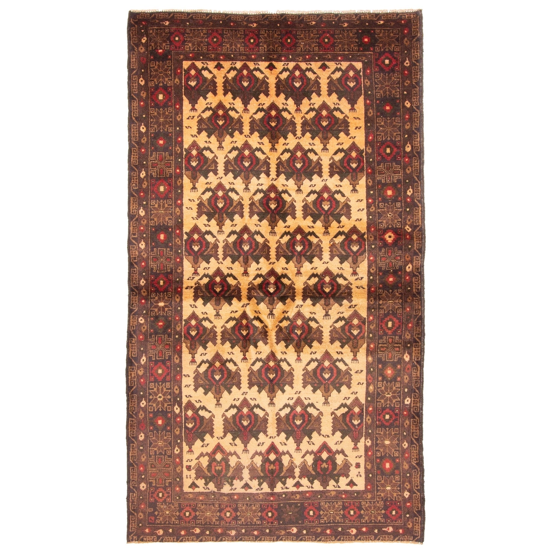Ecarpetgallery Hand Knotted Rizbaft Light Brown Wool Rug 36 X 65