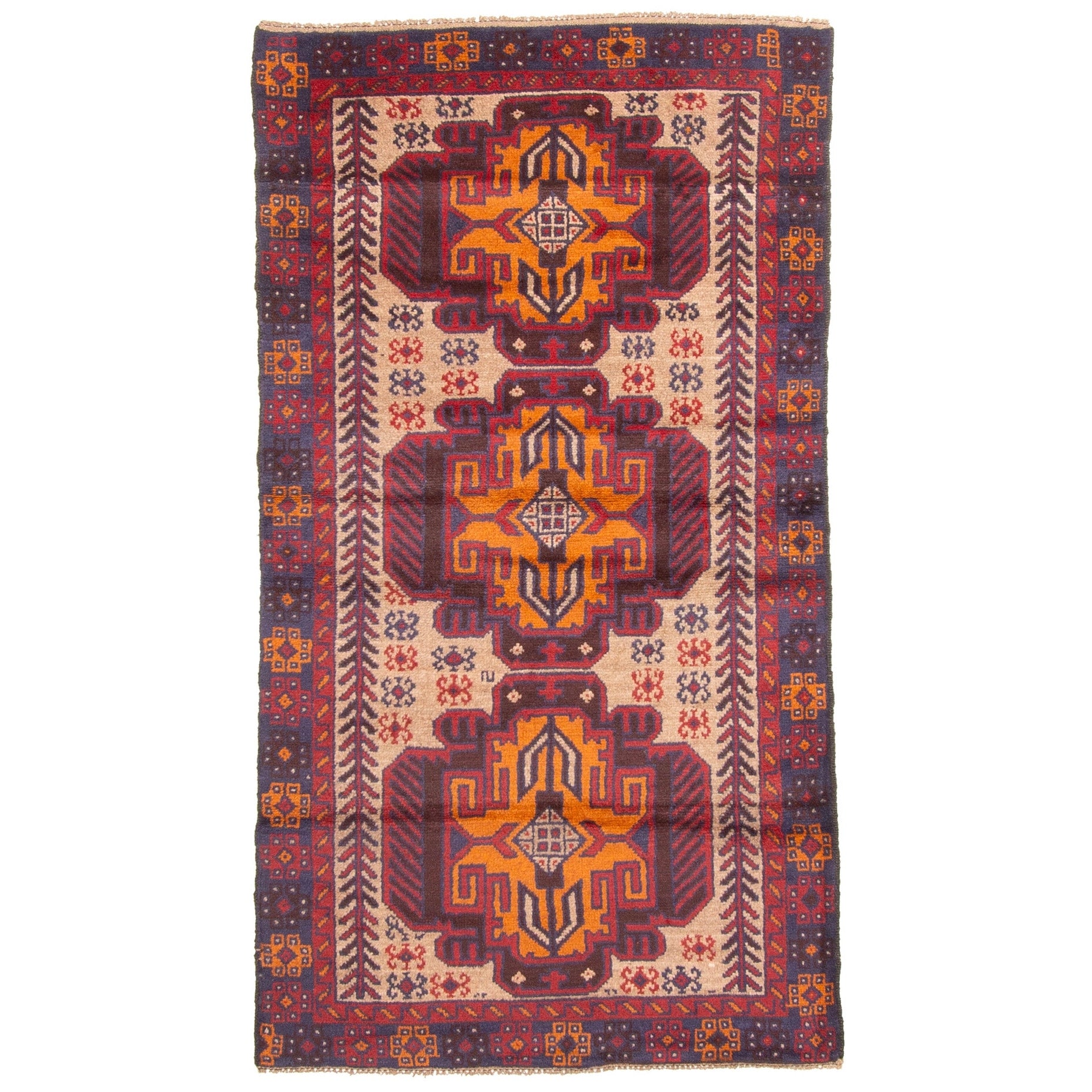 Ecarpetgallery Hand Knotted Rizbaft Light Khaki Wool Rug 33 X 61