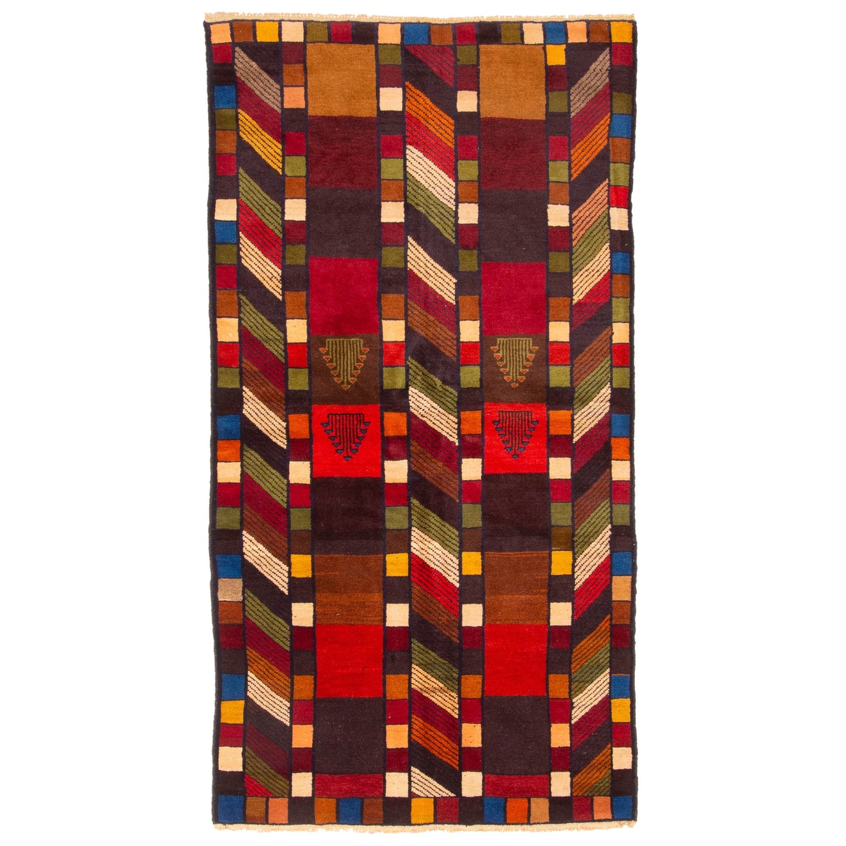 Ecarpetgallery Hand Knotted Rizbaft Multi Color Wool Rug 33 X 63