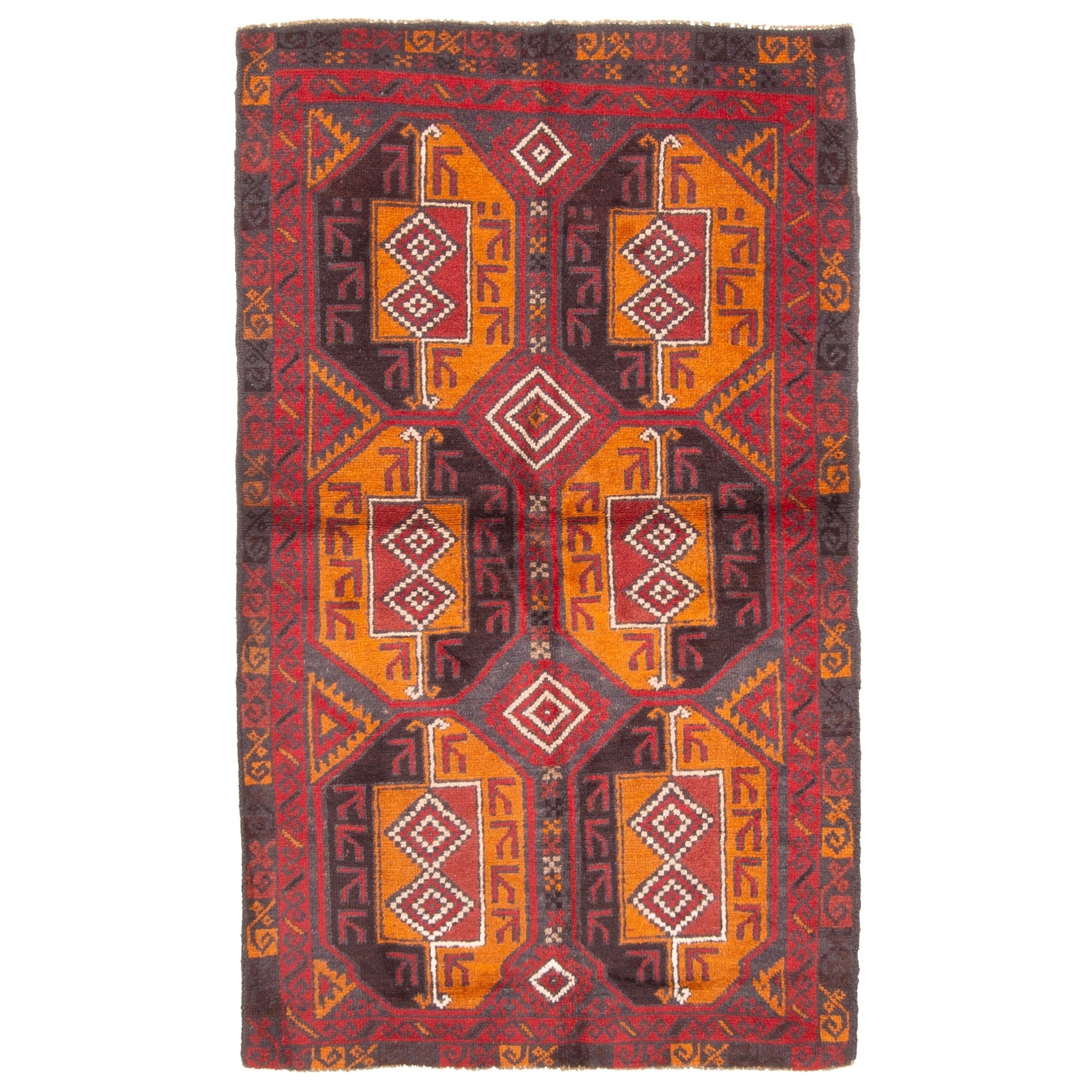 Ecarpetgallery Hand Knotted Rizbaft Orange Wool Rug 36 X 510