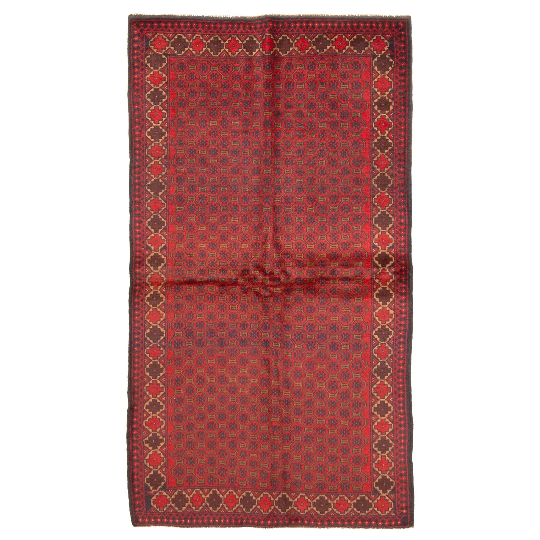 Ecarpetgallery Hand Knotted Rizbaft Red Wool Rug 35 X 65