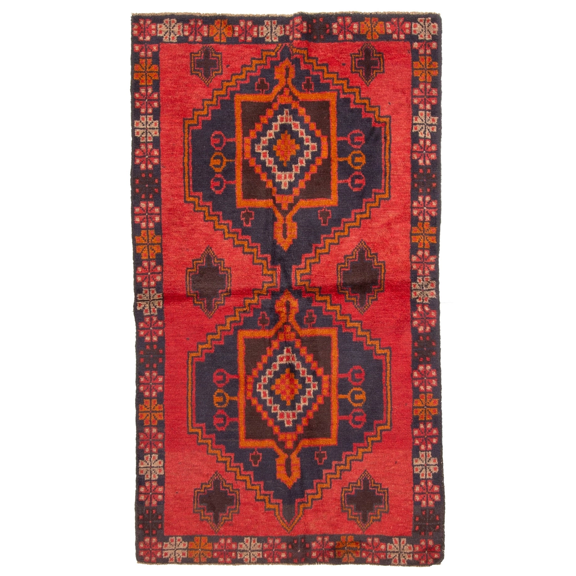 Ecarpetgallery Hand Knotted Rizbaft Red Wool Rug 36 X 65