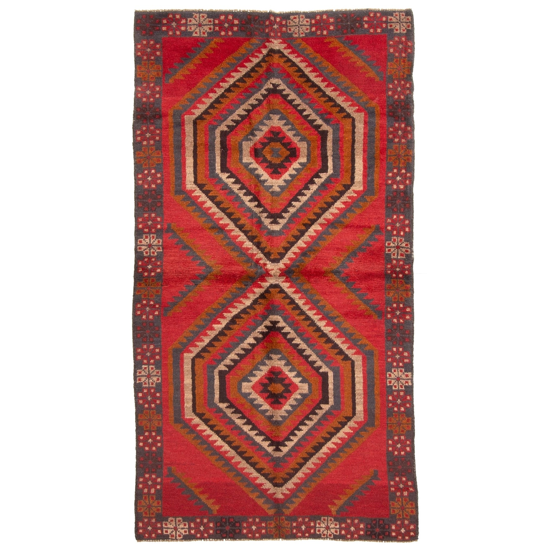 Ecarpetgallery Hand Knotted Rizbaft Red Wool Rug 36 X 67