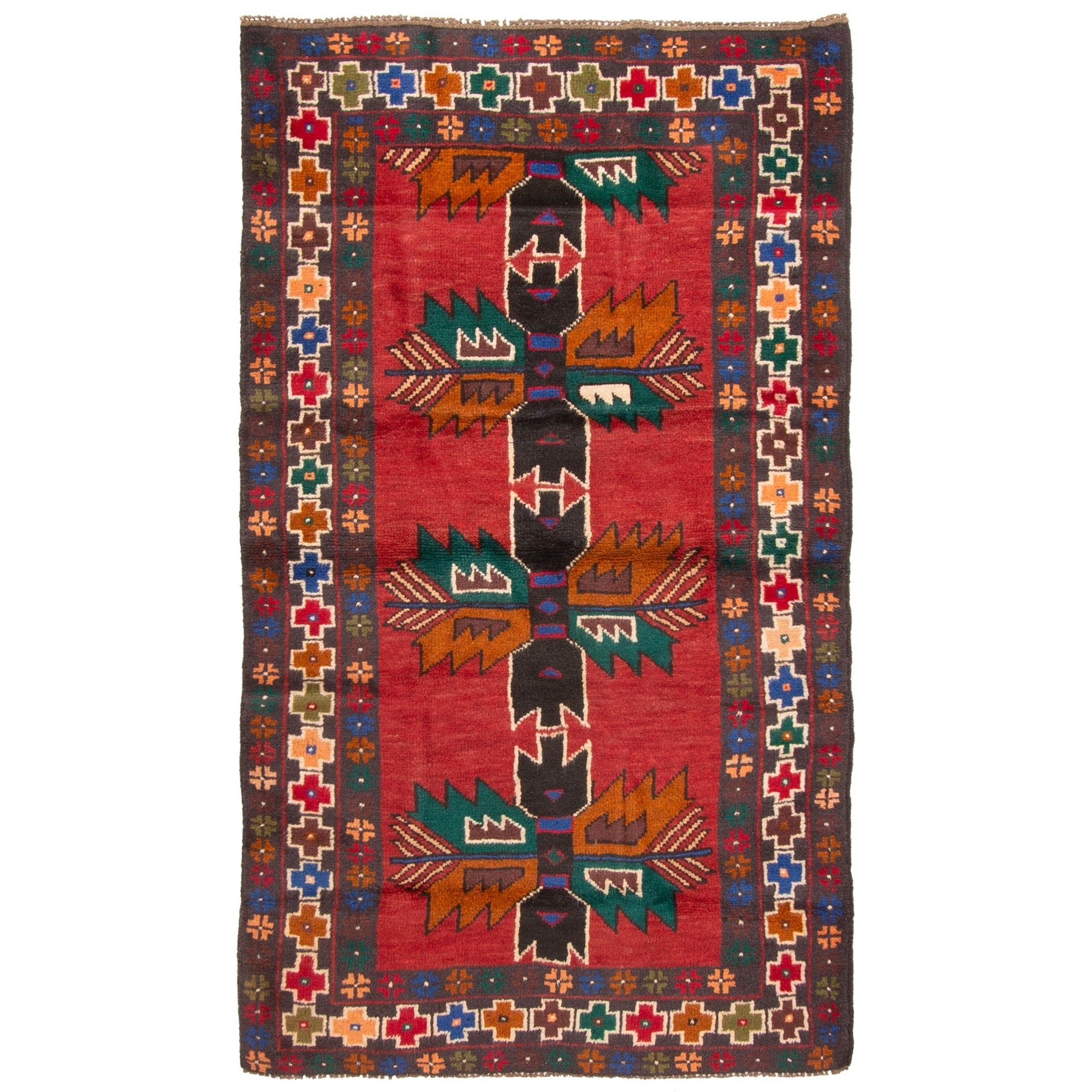 Ecarpetgallery Hand Knotted Rizbaft Red Wool Rug 35 X 60