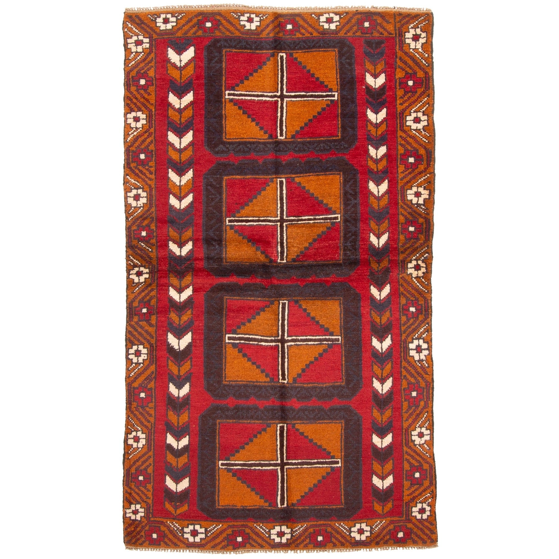 Ecarpetgallery Hand Knotted Rizbaft Red Wool Rug 35 X 62