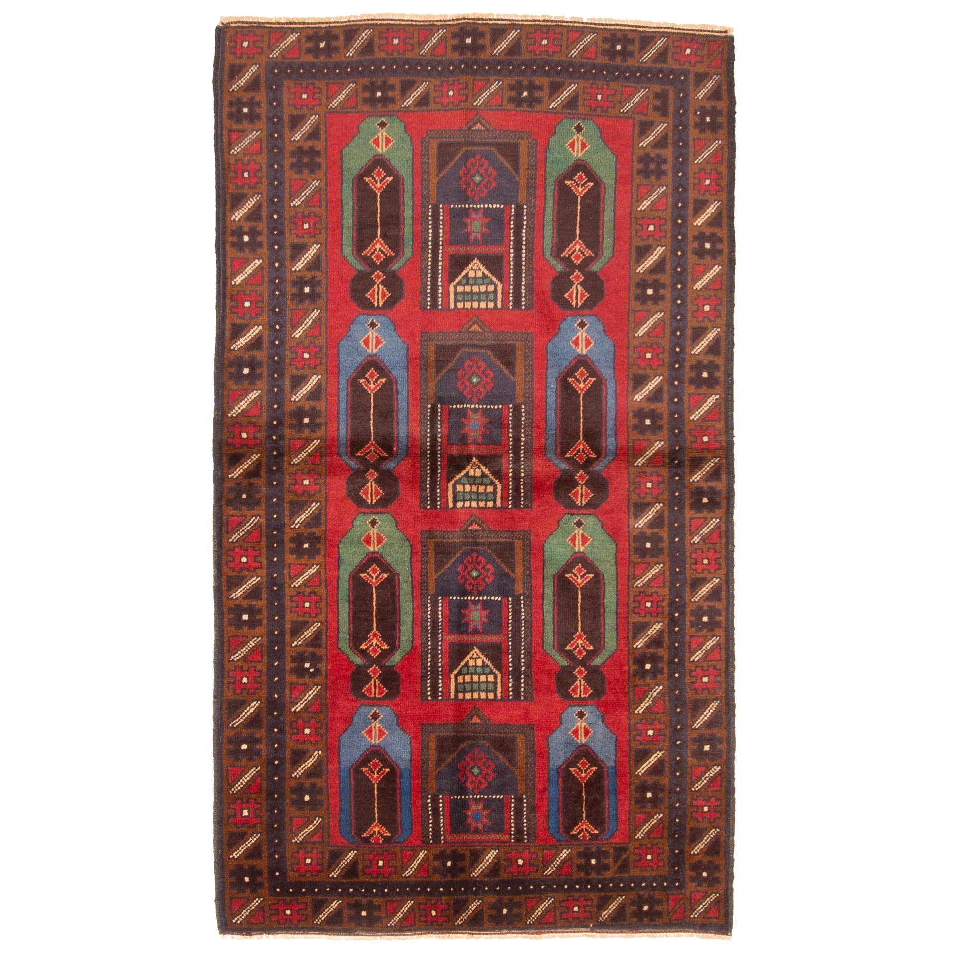 Ecarpetgallery Hand Knotted Rizbaft Red Wool Rug 35 X 60