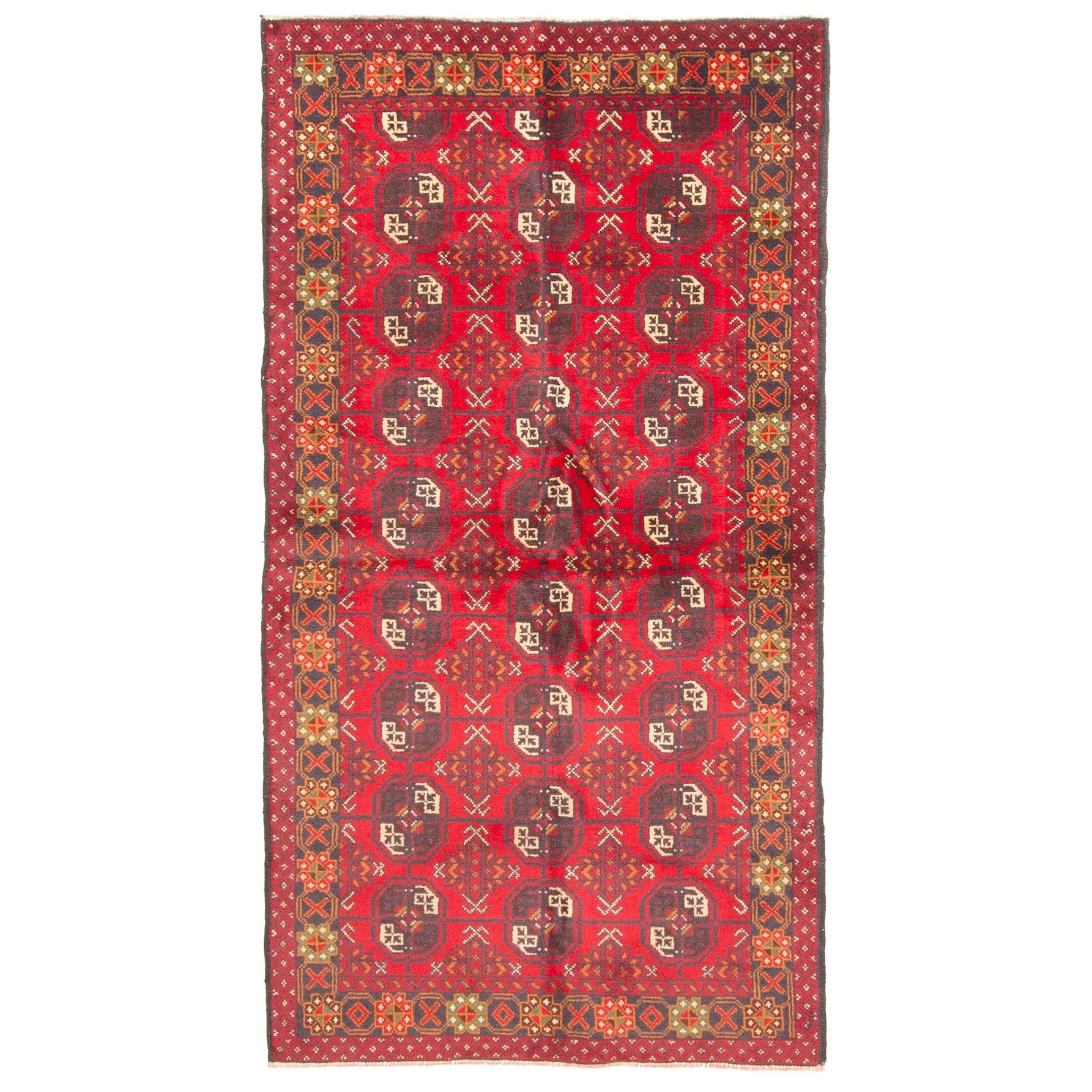 Ecarpetgallery Hand Knotted Rizbaft Red Wool Rug 35 X 62