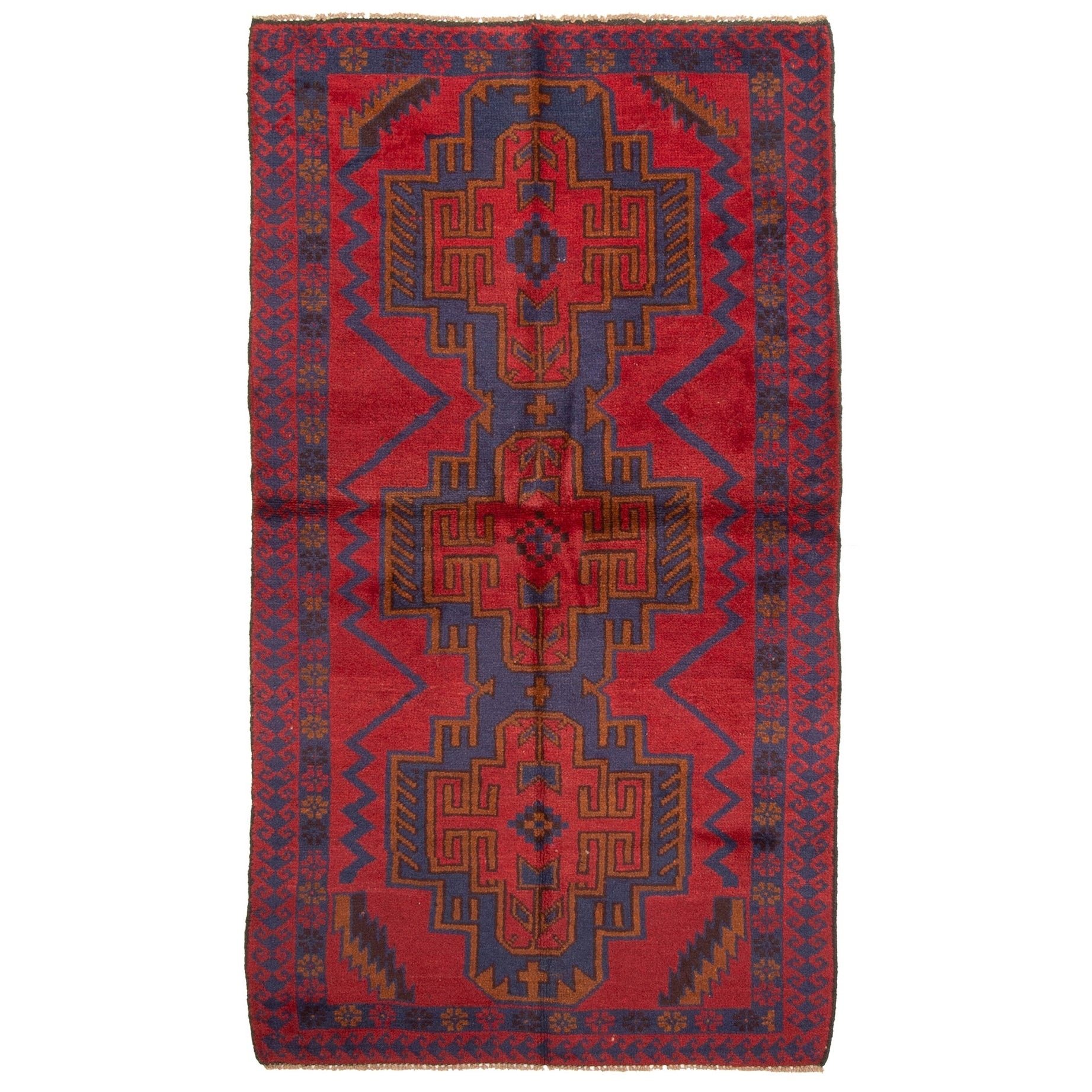 Ecarpetgallery Hand Knotted Rizbaft Red Wool Rug 35 X 61