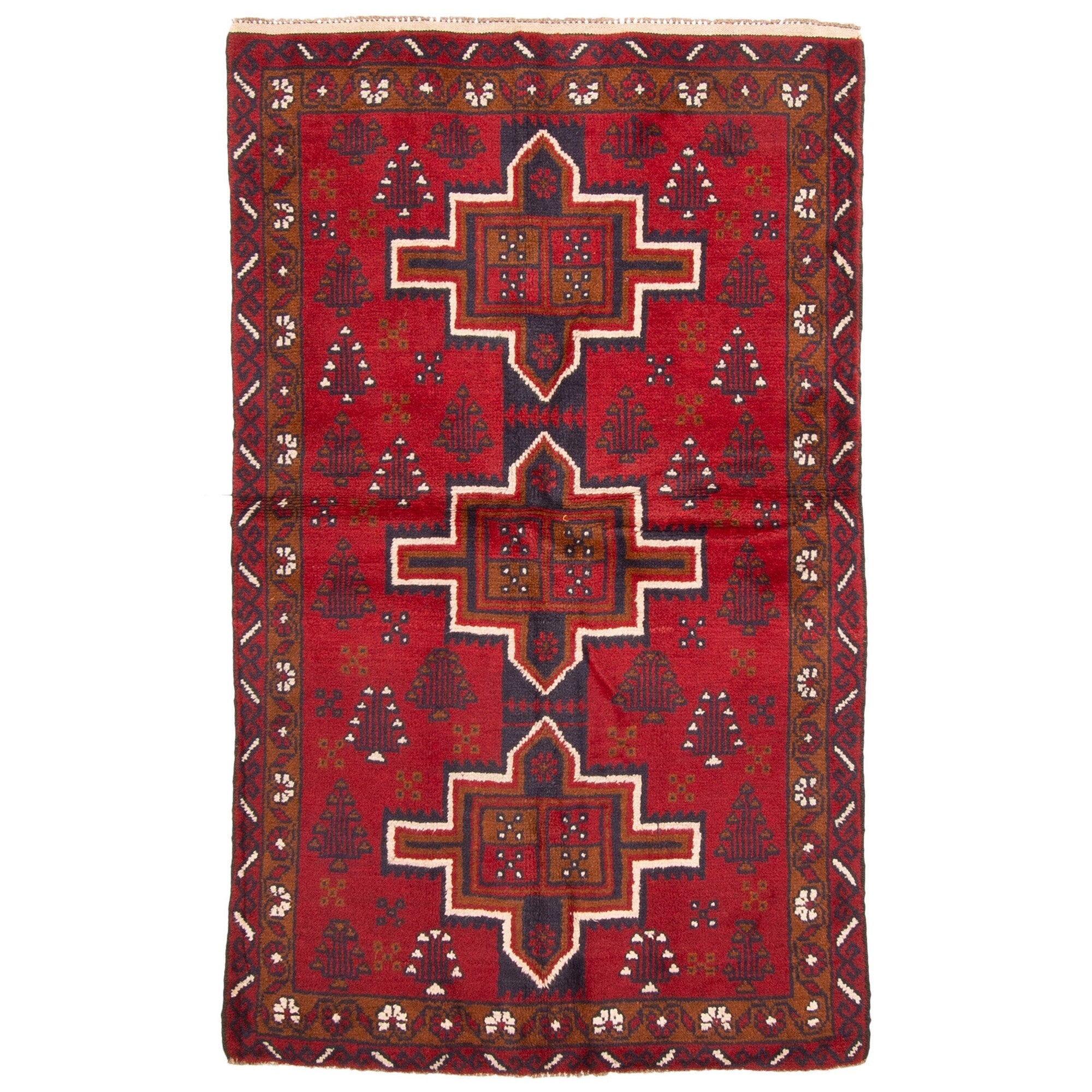 Ecarpetgallery Hand Knotted Rizbaft Red Wool Rug 37 X 510